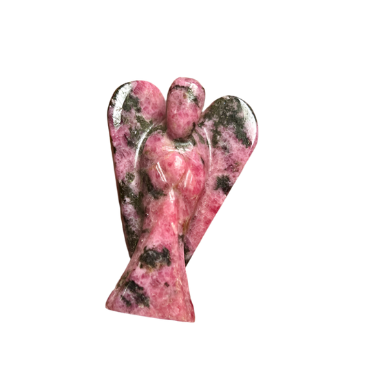 Rhodonite Angel – 2" Guardian Angel for Emotional Healing, Compassion & Heart Balance