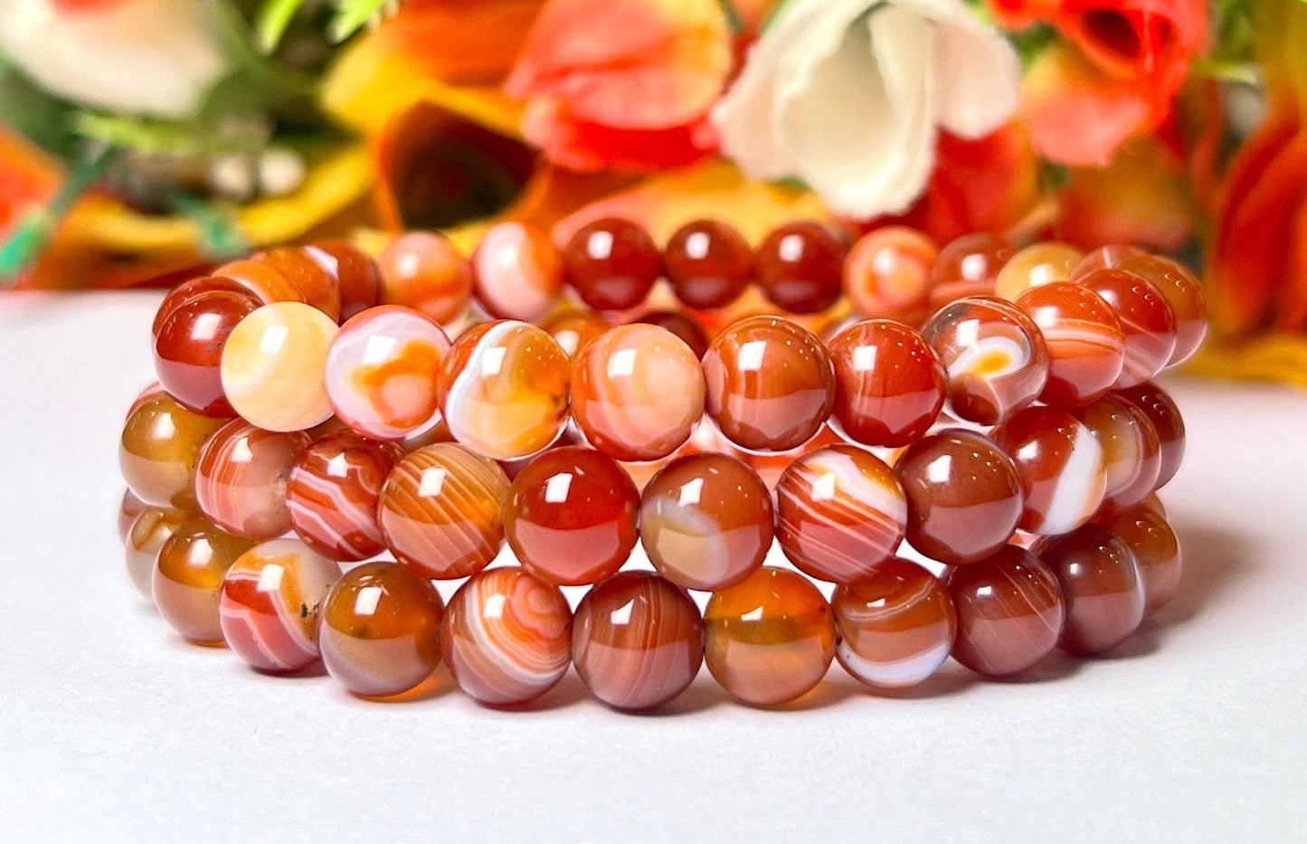 Red Sulemani Stone Bracelet l Stretchable Bracelet l Unisex Bracelet l 8 MM Bracelet