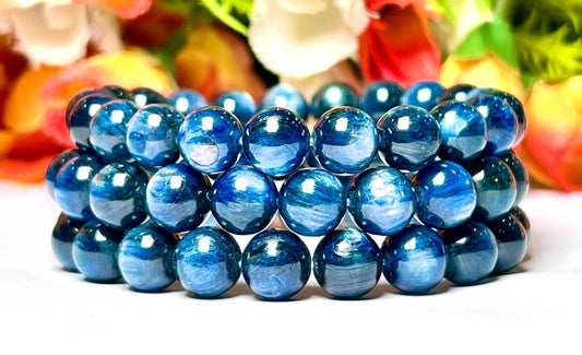 9 MM  Blue Kyanite Stone Bracelet l Stretchable Bracelet l Unisex Bracelet