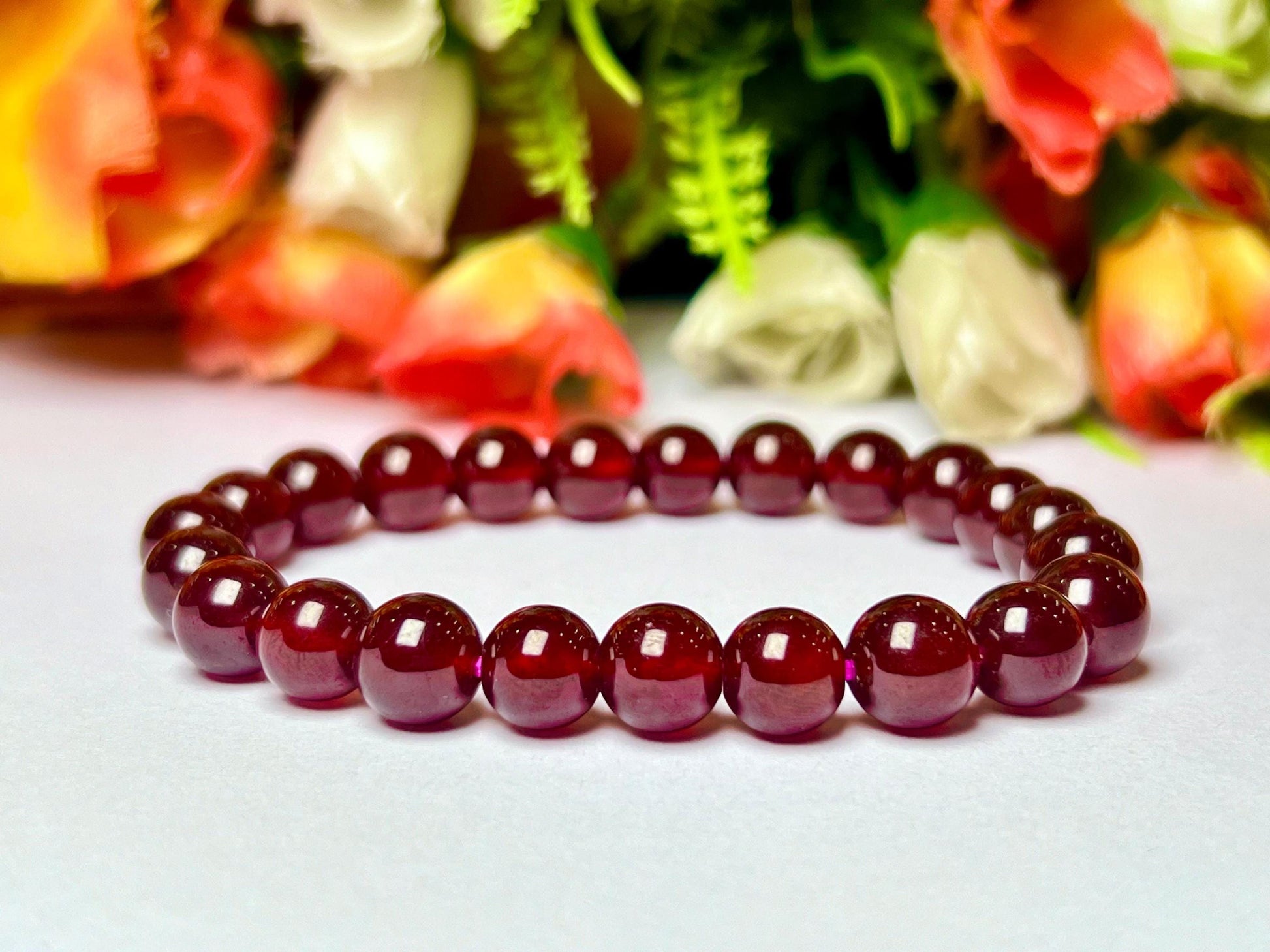 Hessonite Stone / Gomed Stone Bracelet l Stretchable Bracelet l Unisex Bracelet l 8 MM Bracelet AAAAA +++++