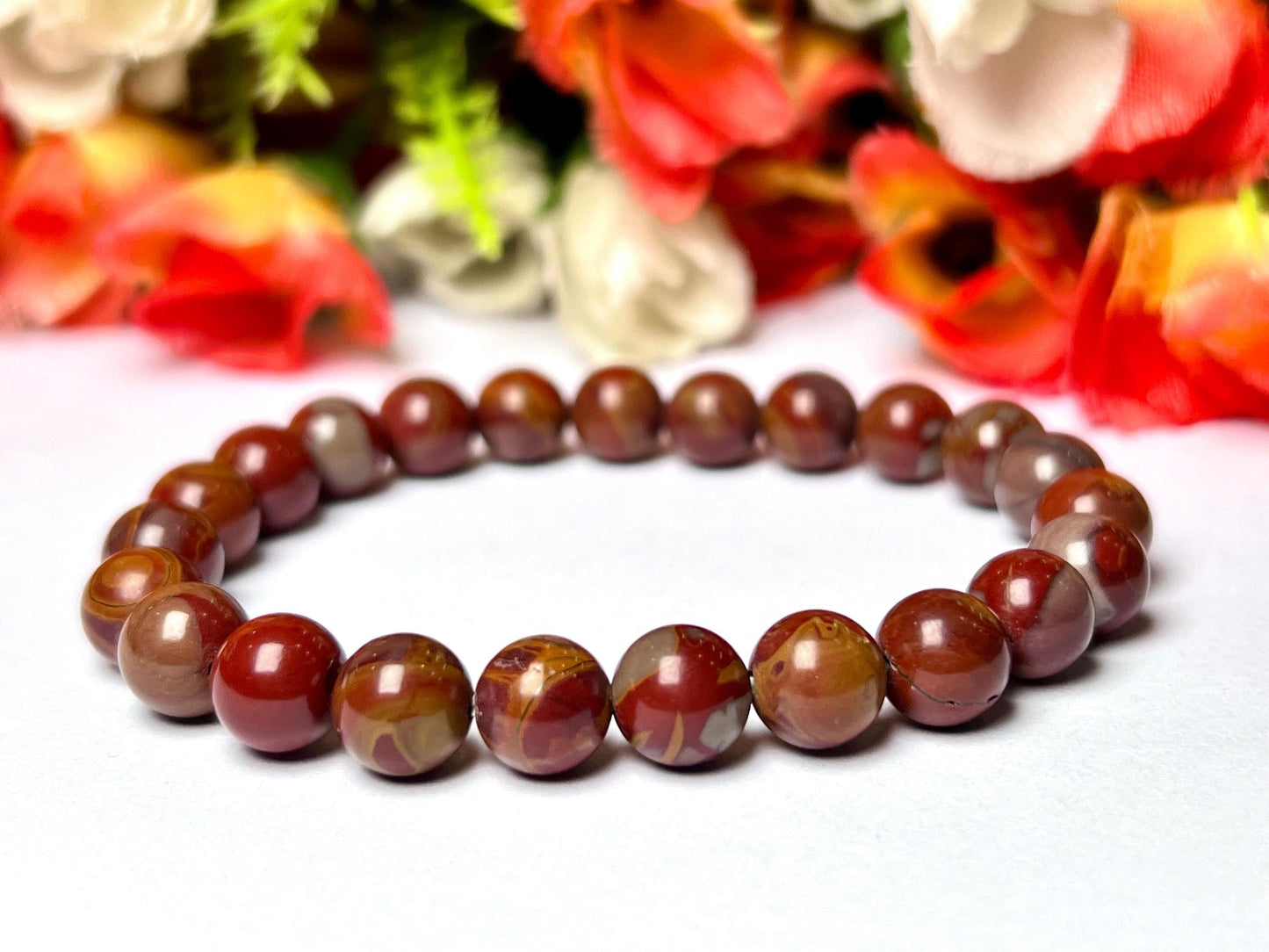 Noreena Jasper Stone Bracelet l Stretchable Bracelet l Unisex Bracelet l 8 MM Bracelet