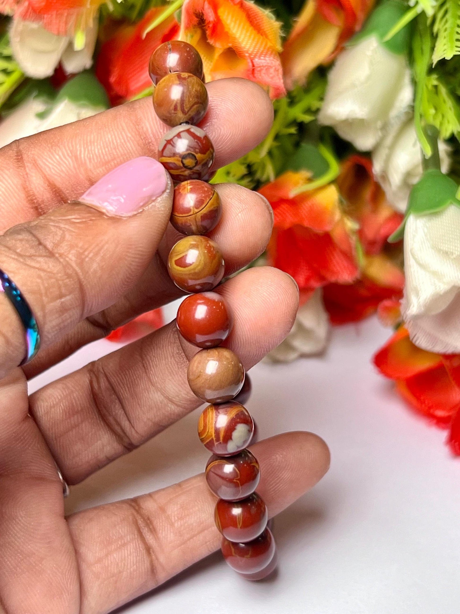 Noreena Jasper Stone Bracelet l Stretchable Bracelet l Unisex Bracelet l 8 MM Bracelet