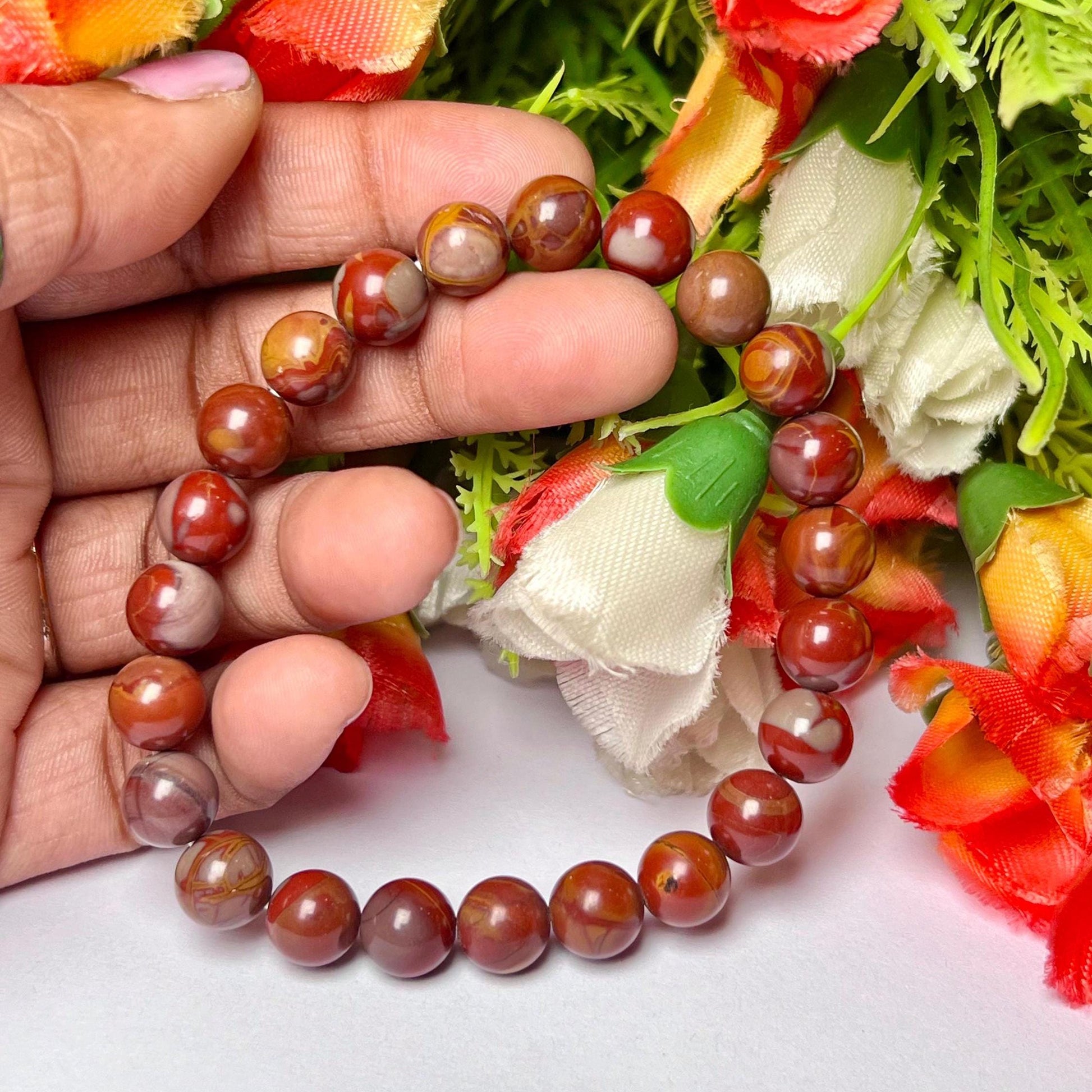 Noreena Jasper Stone Bracelet l Stretchable Bracelet l Unisex Bracelet l 8 MM Bracelet
