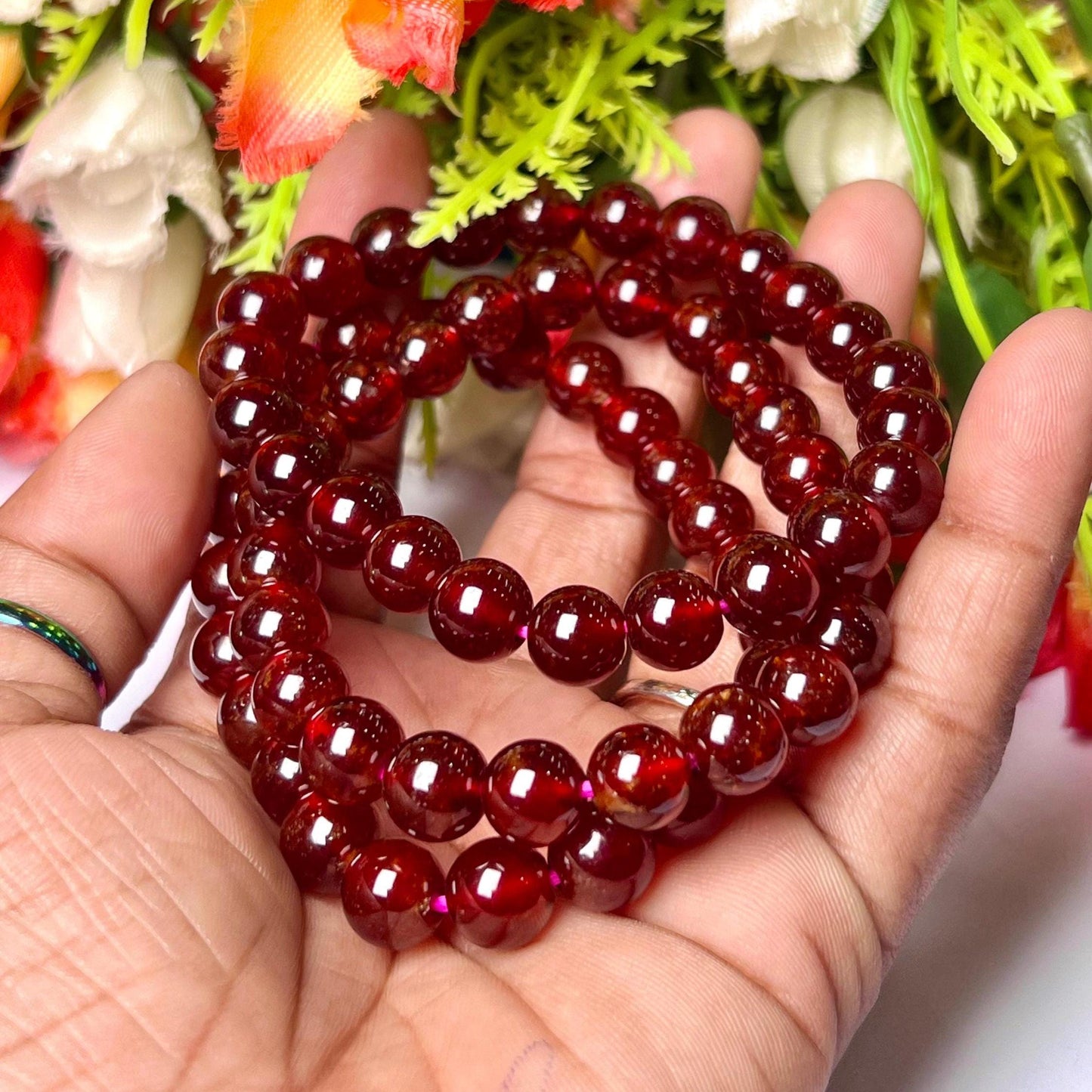 Hessonite Stone / Gomed Stone Bracelet l Stretchable Bracelet l Unisex Bracelet l 8 MM Bracelet AAAAA +++++