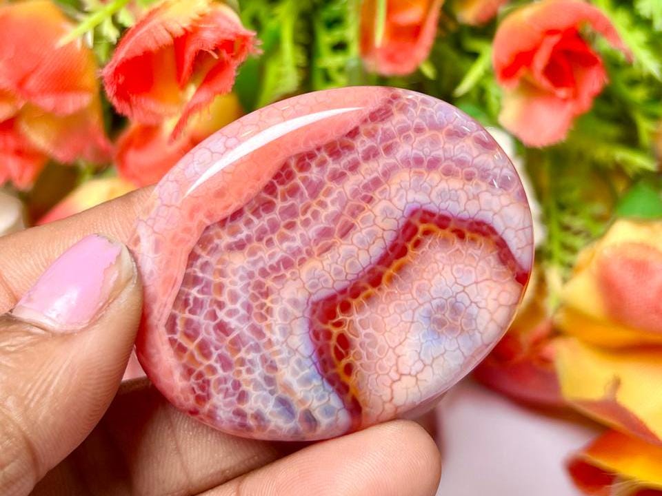 Fire Agate Stone Worry Stone – Crystal Worry Stone – Pocket Stone – Healing Crystal - 4cmx3cm Thumb Stone One (1) Piece