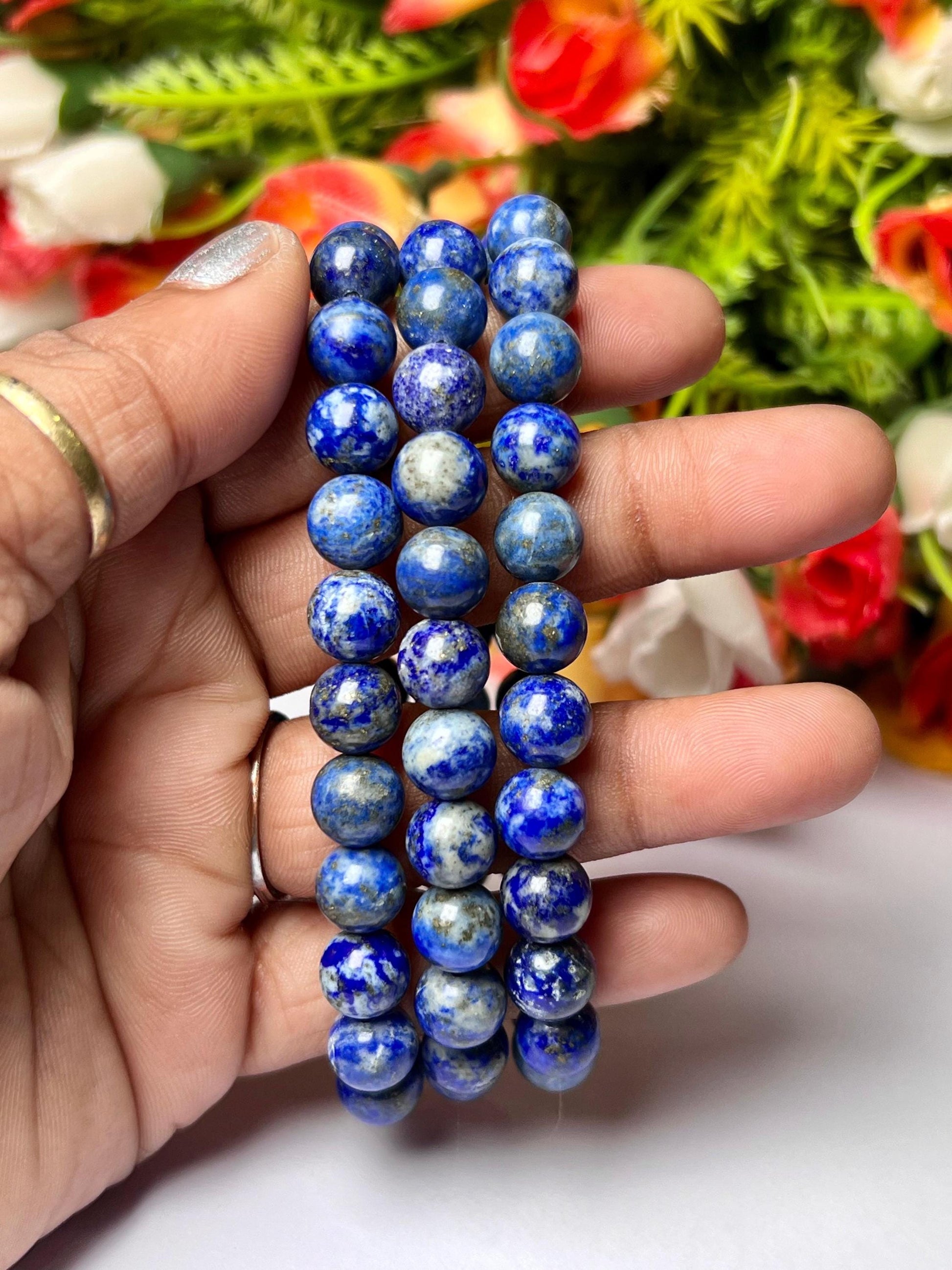 Lapis Lazuli Stone Bracelet l Stretchable Bracelet l Unisex Bracelet l 8 MM Bracelet