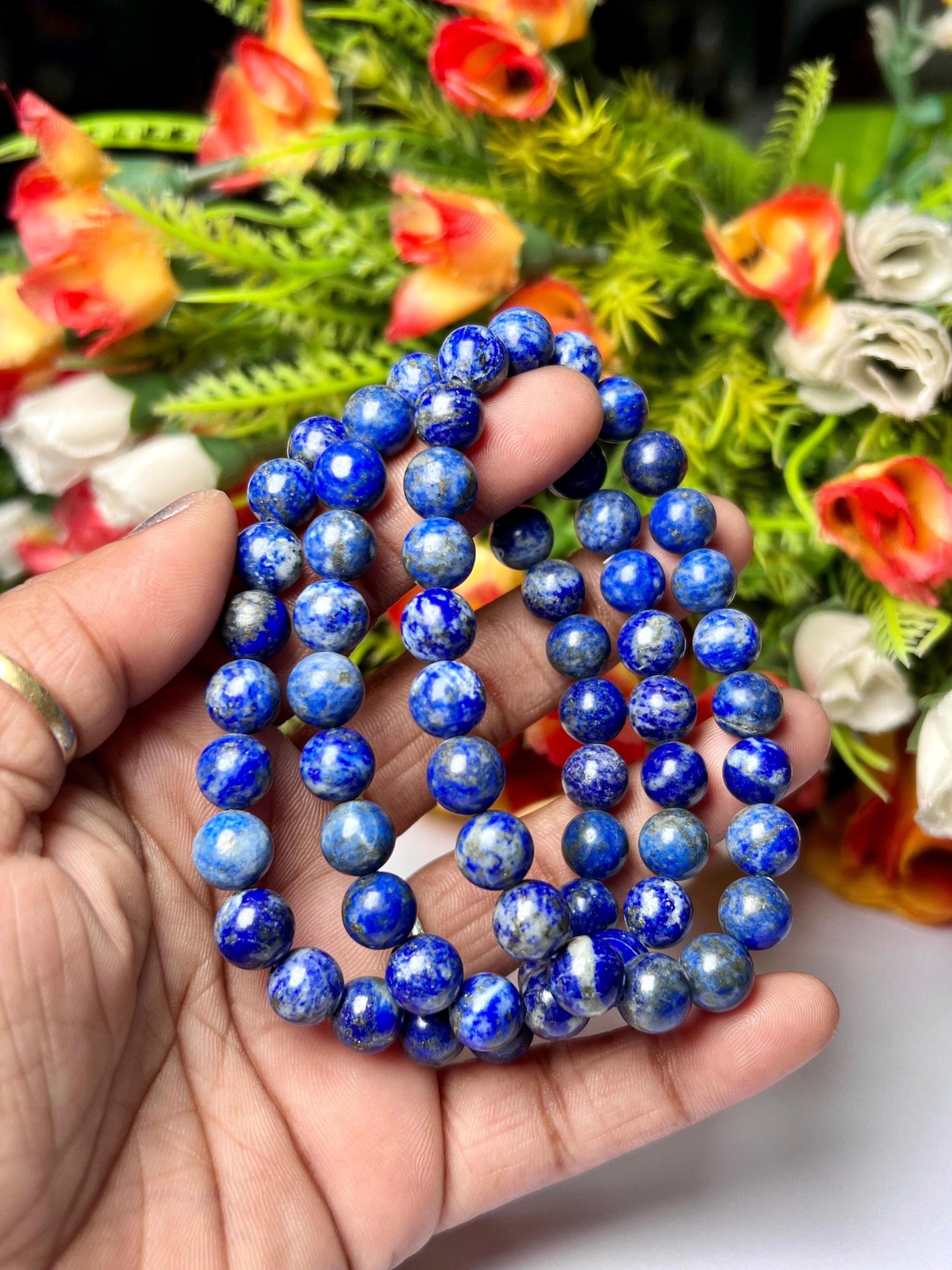 Lapis Lazuli Stone Bracelet l Stretchable Bracelet l Unisex Bracelet l 8 MM Bracelet