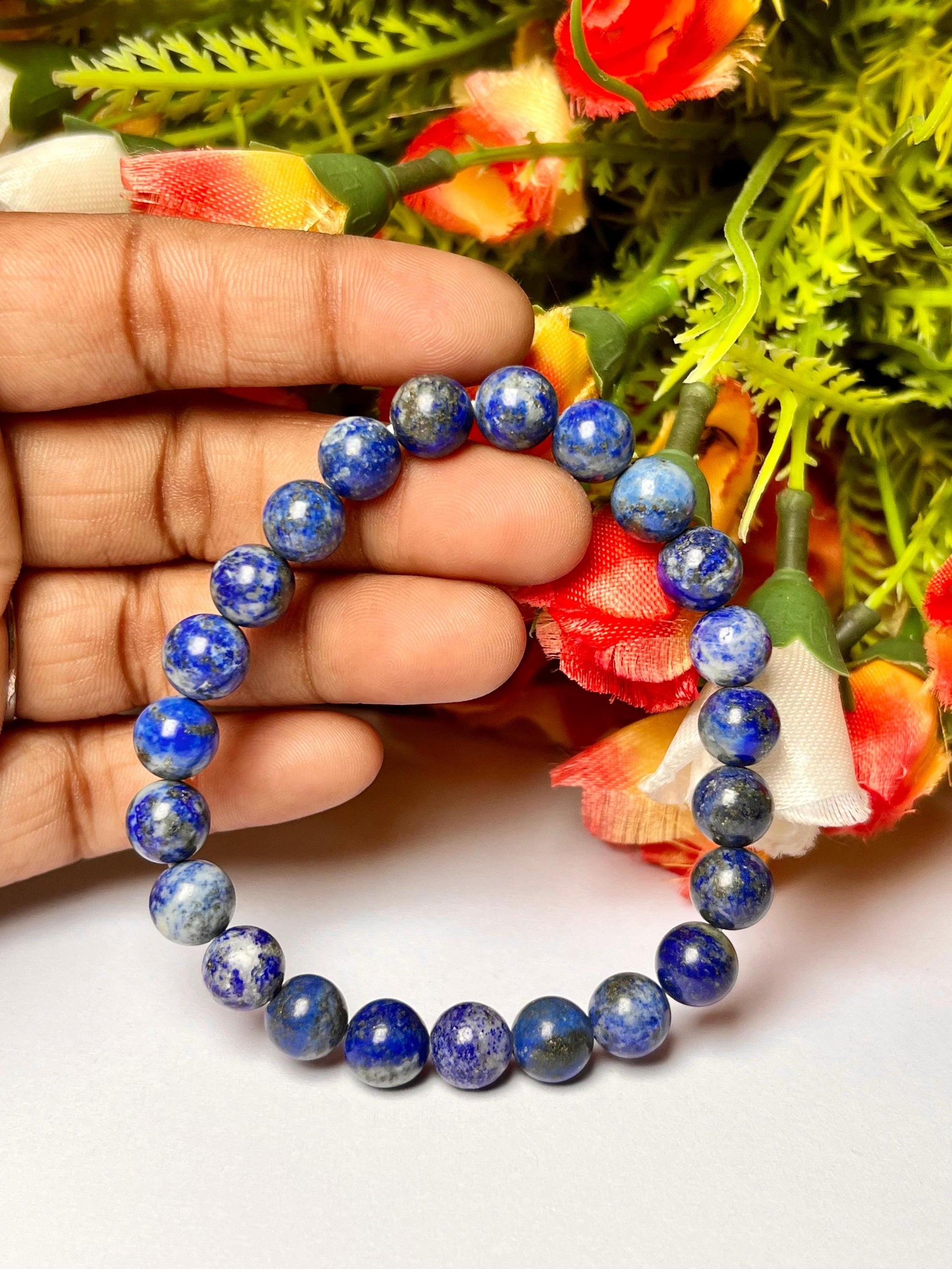 Lapis Lazuli Stone Bracelet l Stretchable Bracelet l Unisex Bracelet l 8 MM Bracelet