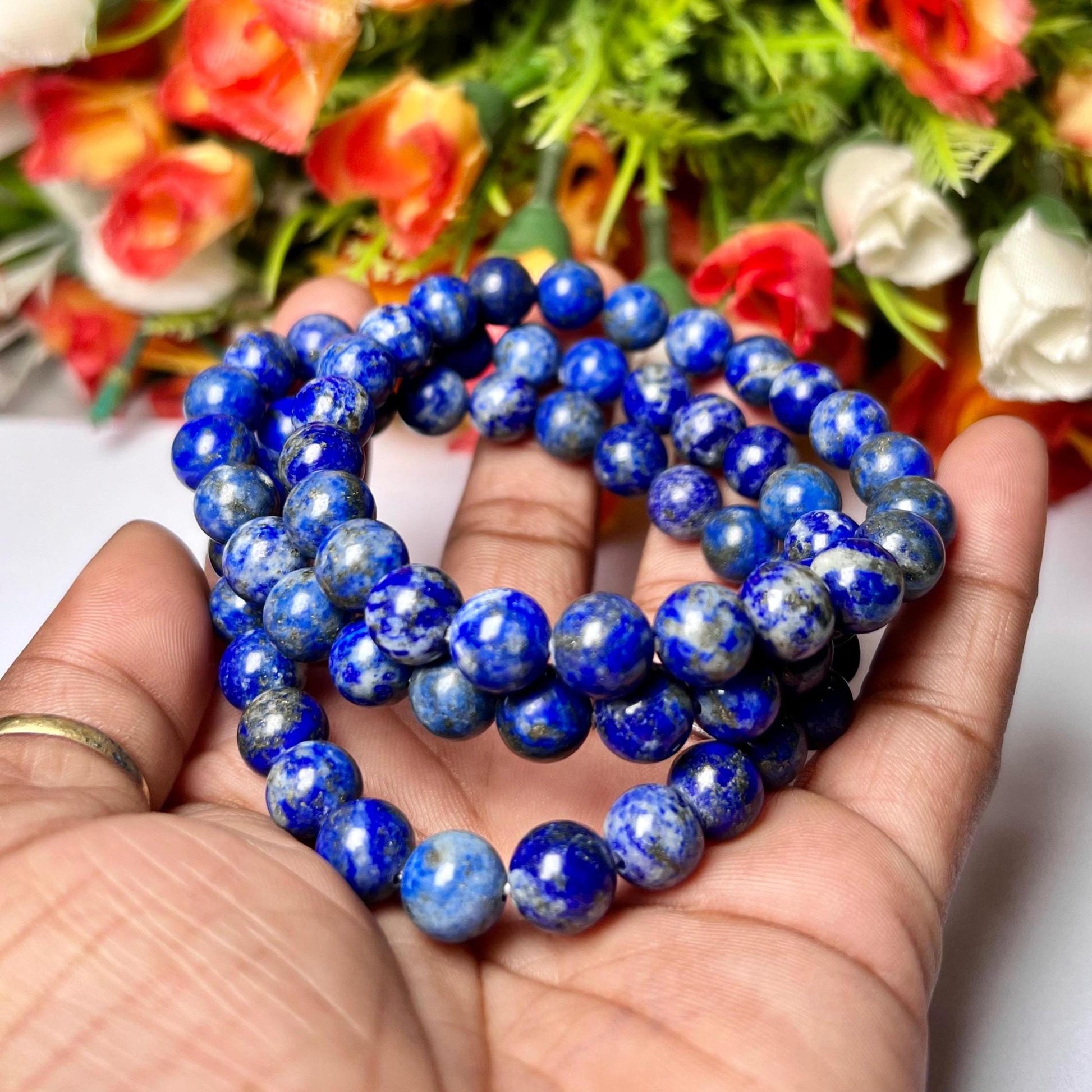 Lapis Lazuli Stone Bracelet l Stretchable Bracelet l Unisex Bracelet l 8 MM Bracelet