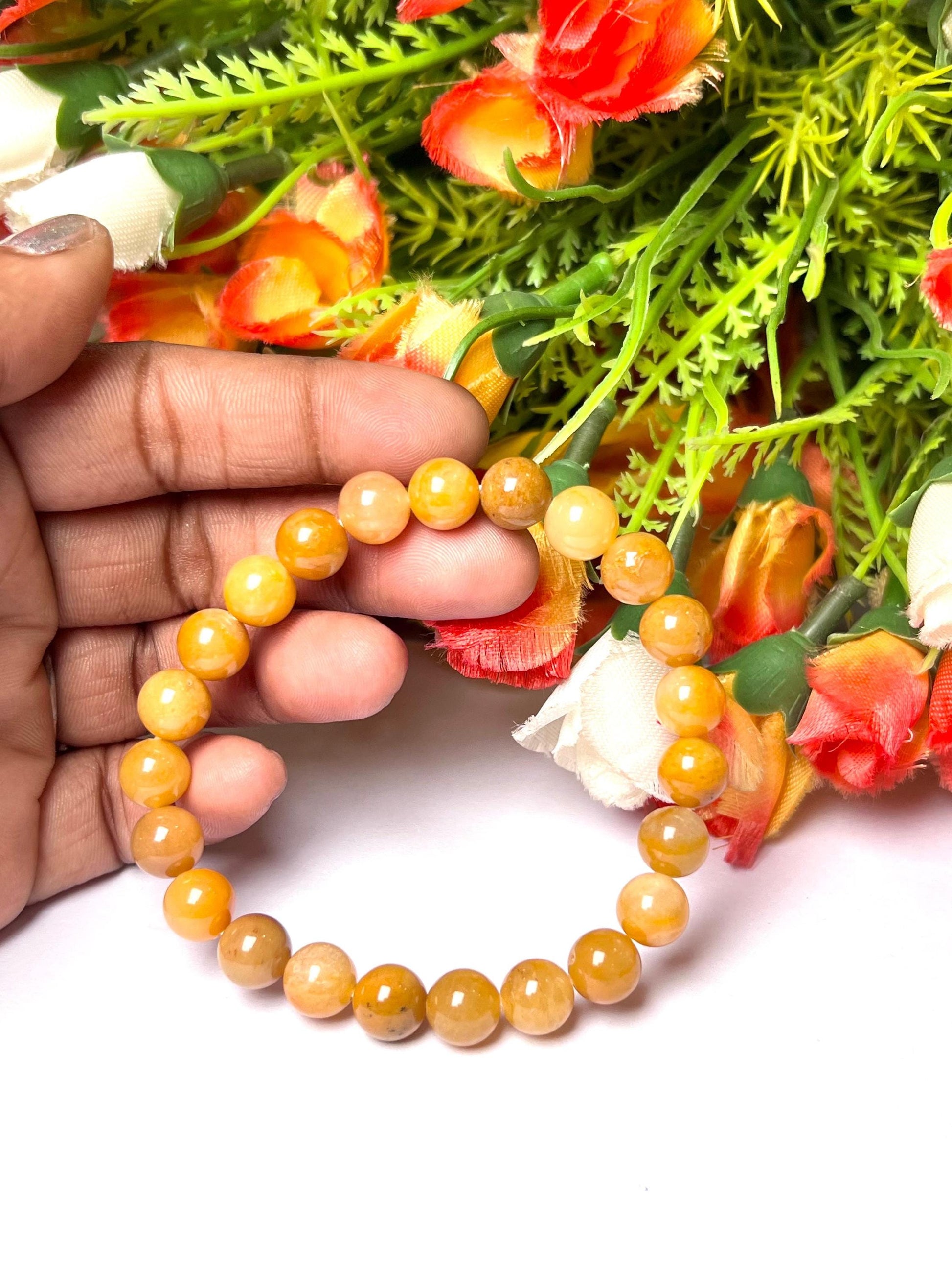 Golden Healer Stone Bracelet l Stretchable Bracelet l Unisex Bracelet l 8 MM Bracelet