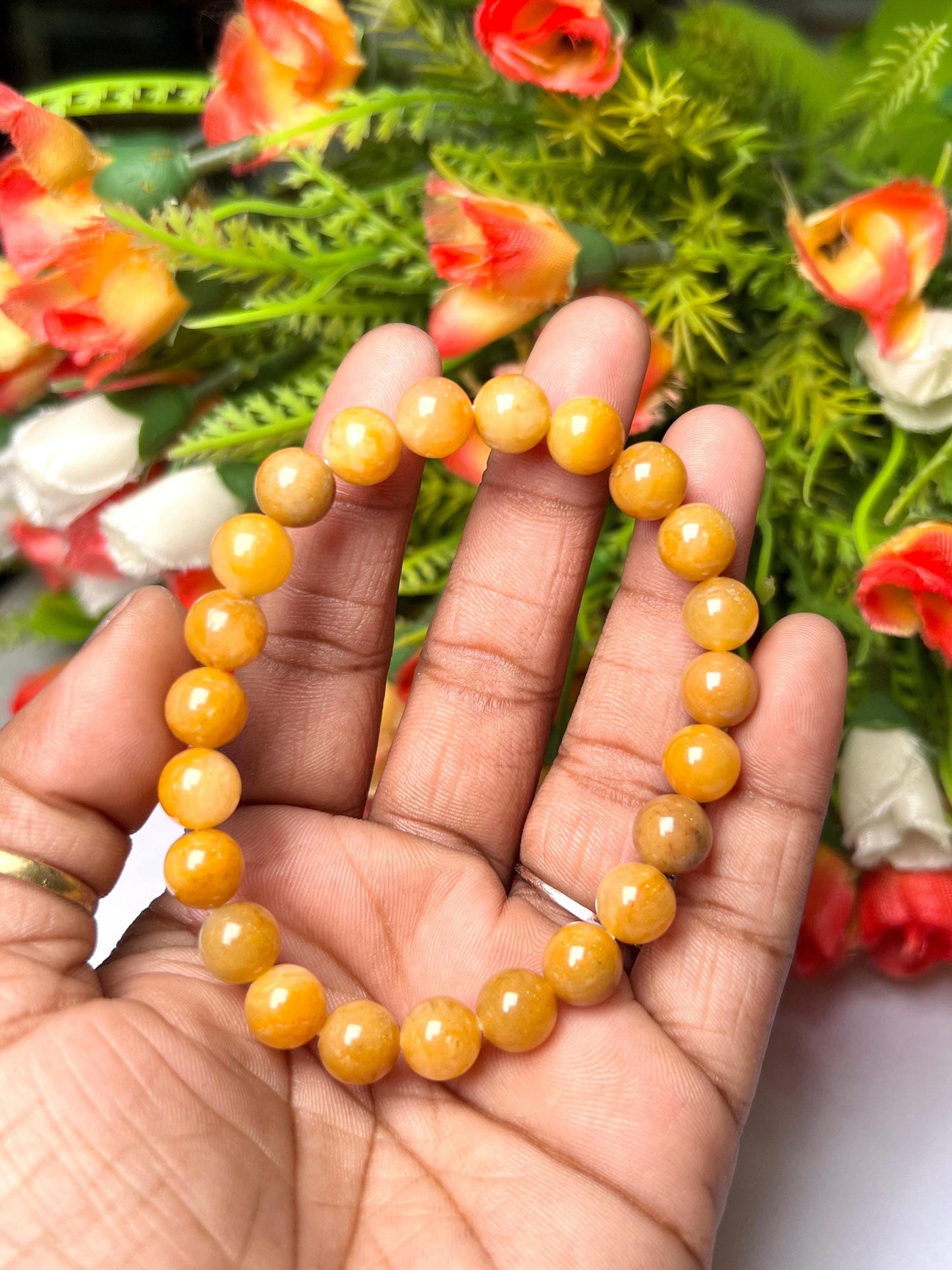 Golden Healer Stone Bracelet l Stretchable Bracelet l Unisex Bracelet l 8 MM Bracelet