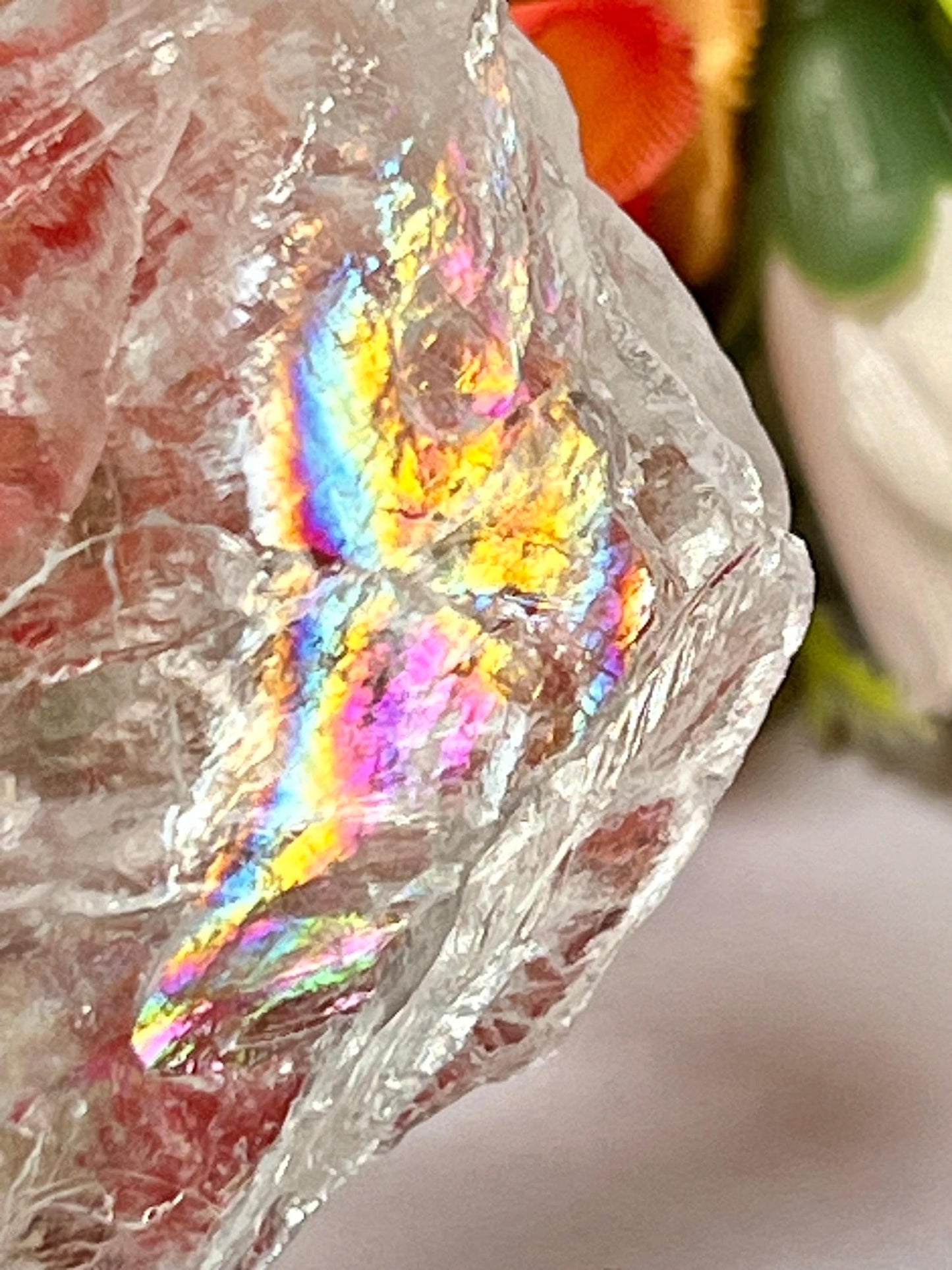 Premium Rainbow Satyaloka Quartz Crystal Natural Rough Stone with Beautiful Rainbow 132 Gram