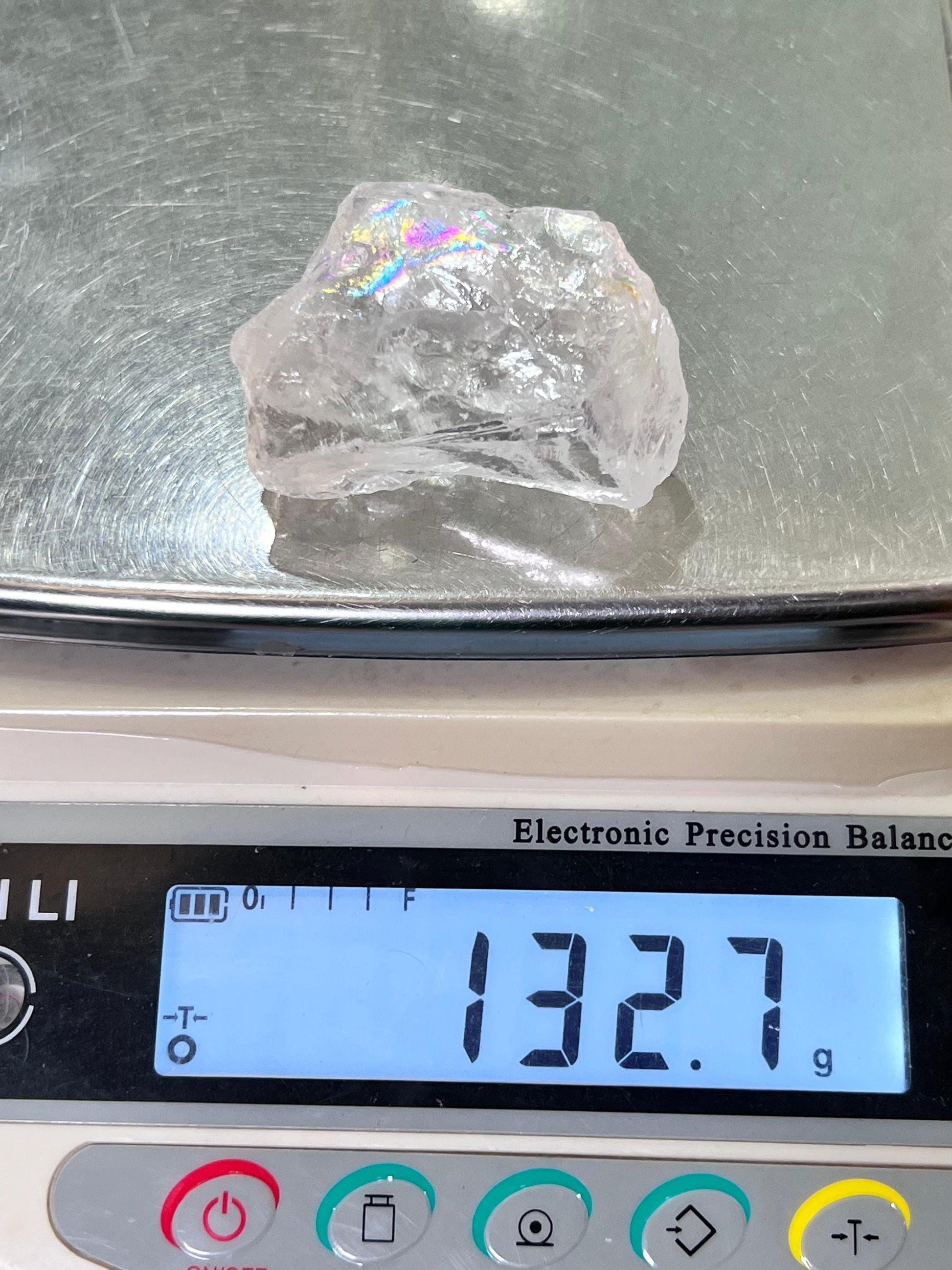 Premium Rainbow Satyaloka Quartz Crystal Natural Rough Stone with Beautiful Rainbow 132 Gram