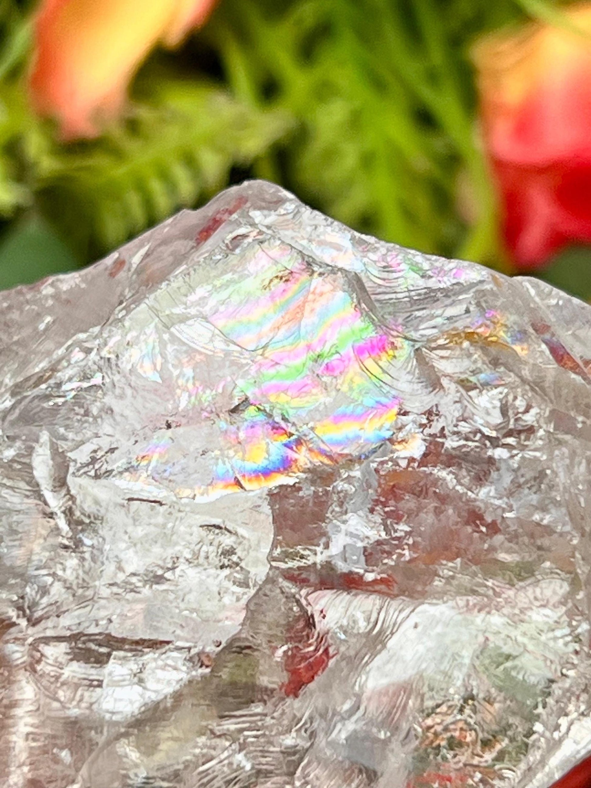 Premium Rainbow Satyaloka Quartz Crystal Natural Rough Stone with Beautiful Rainbow 132 Gram