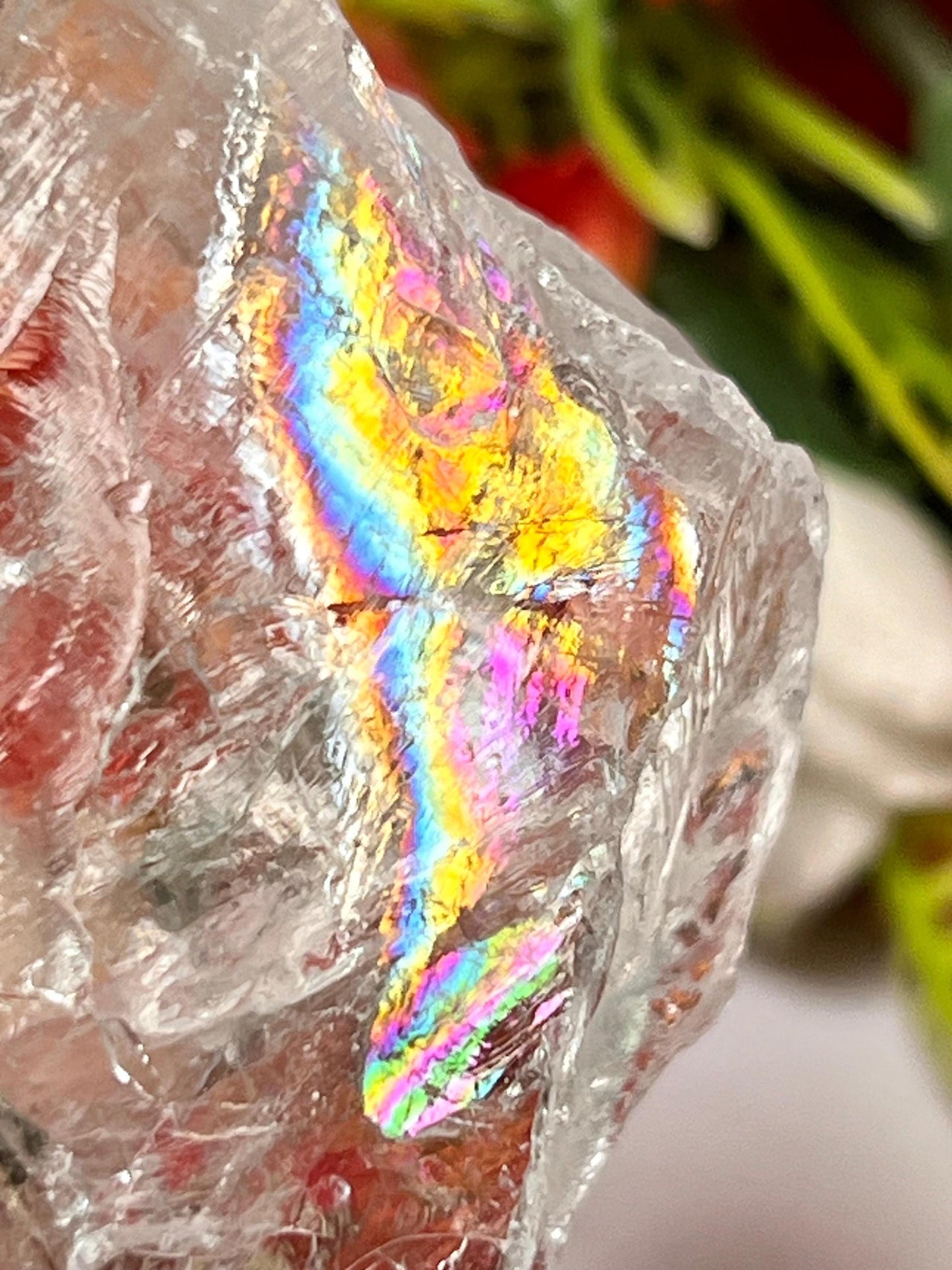 Premium Rainbow Satyaloka Quartz Crystal Natural Rough Stone with Beautiful Rainbow 132 Gram