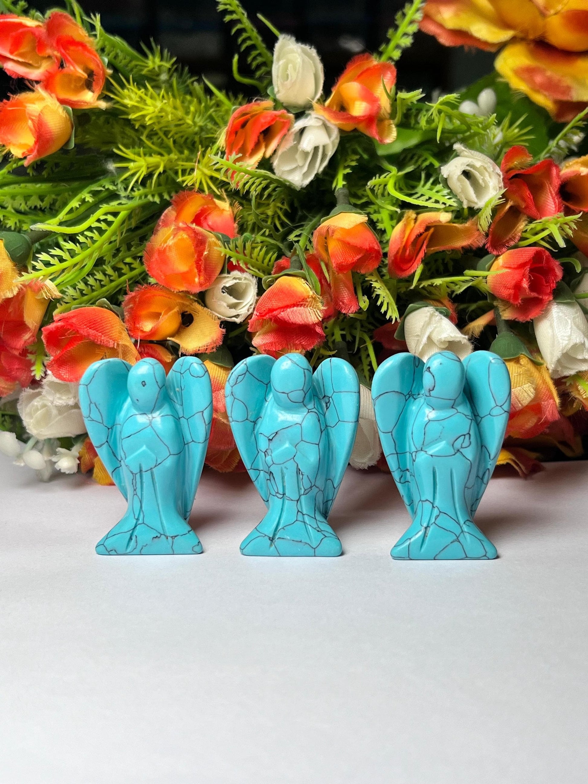 2" Angel Howlite Turquoise Stone Guardian Angel blessed Angelic connection