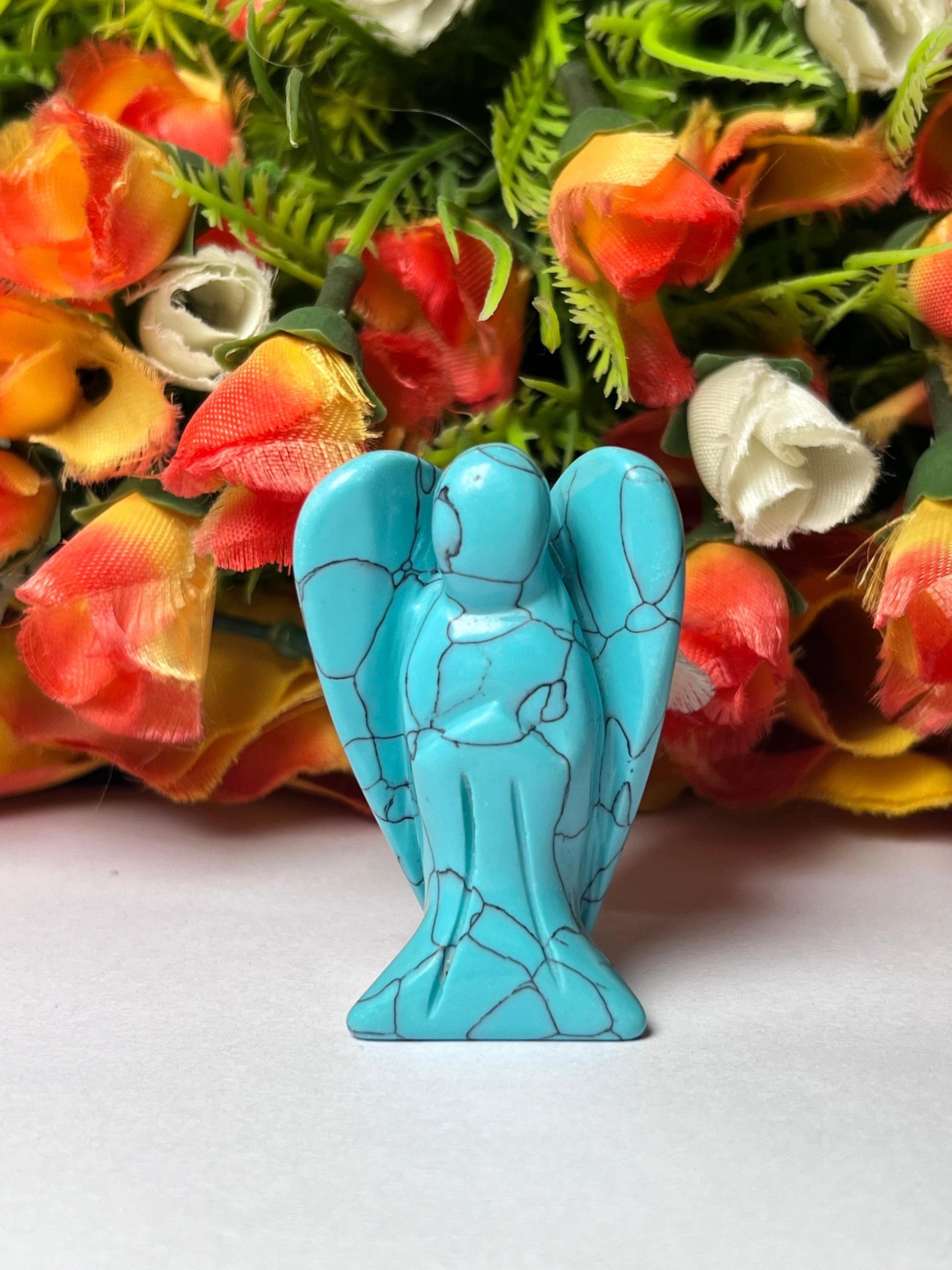 2" Angel Howlite Turquoise Stone Guardian Angel blessed Angelic connection
