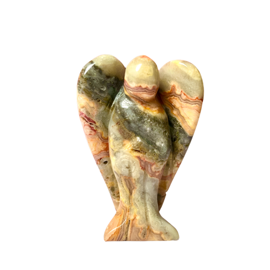 Crazy Lace Agate Angel – 2" Guardian Angel for Joy, Protection & Emotional Harmony