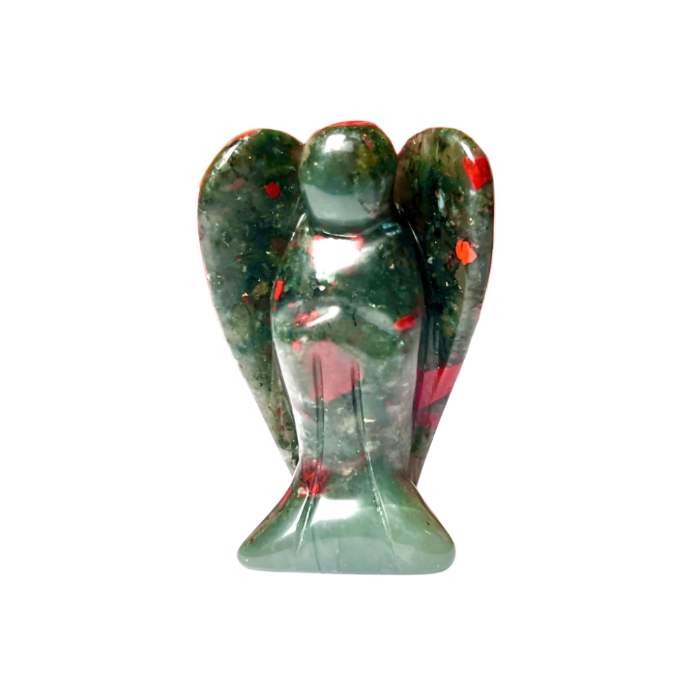 African Bloodstone Angel – 2" Guardian Angel for Strength, Courage & Protection