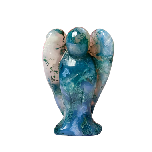 Moss Agate Angel – 2" Guardian Angel for Growth, Abundance & Emotional Balance