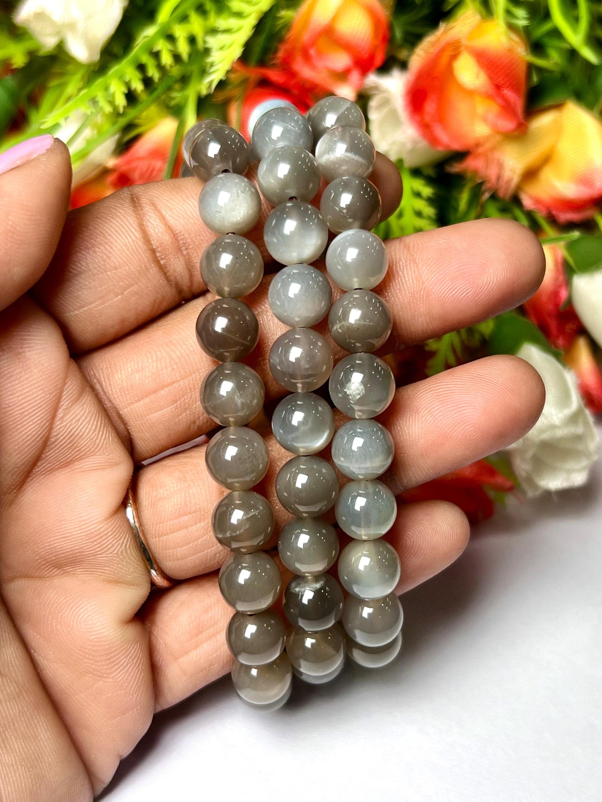 Black Moonstone Premium Quality Stone Bracelet l Stretchable Bracelet l Unisex Bracelet l 8 MM Bracelet AAAAA+++++