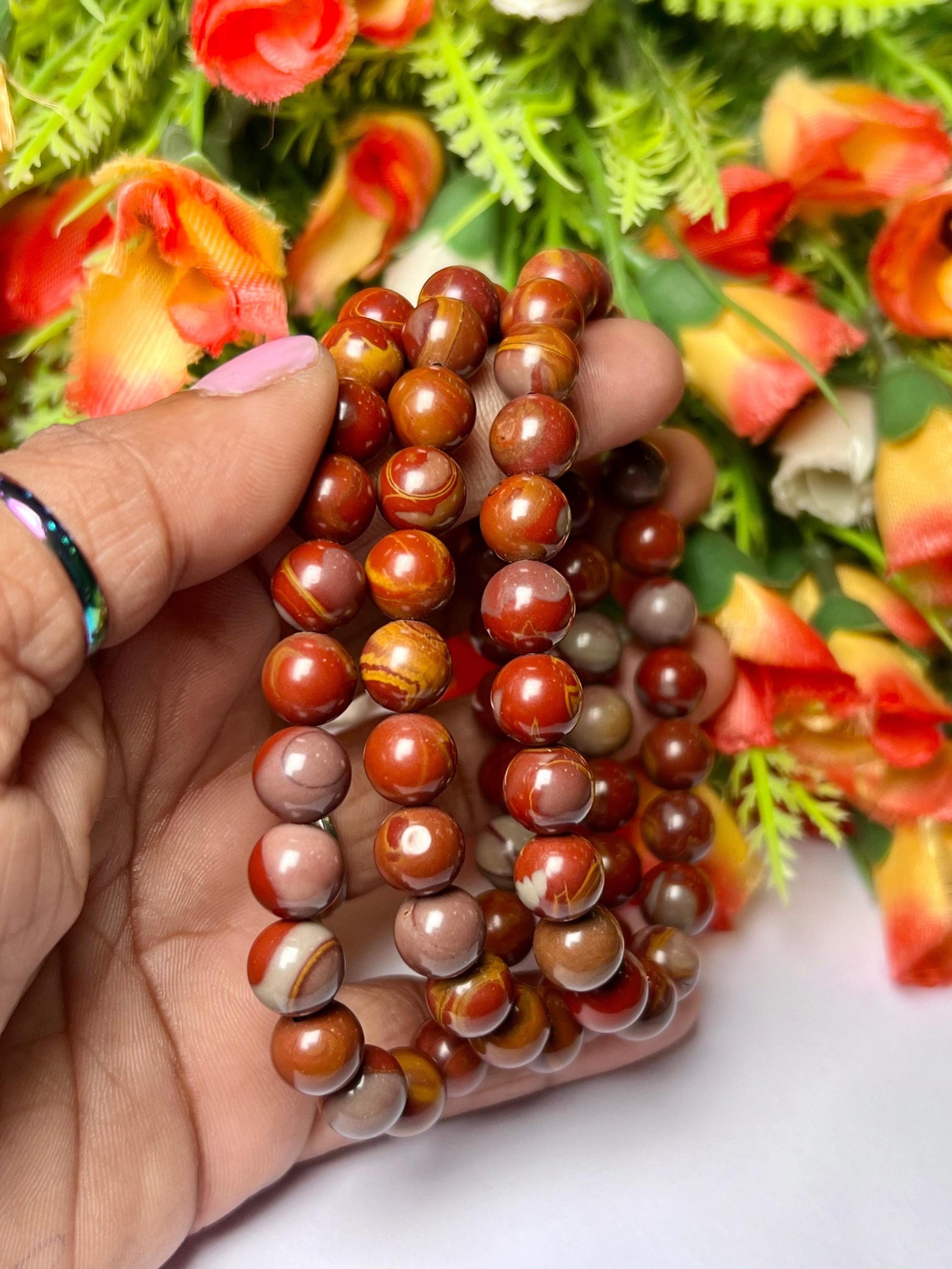 Noreena Jasper Stone Bracelet l Stretchable Bracelet l Unisex Bracelet l 8 MM Bracelet