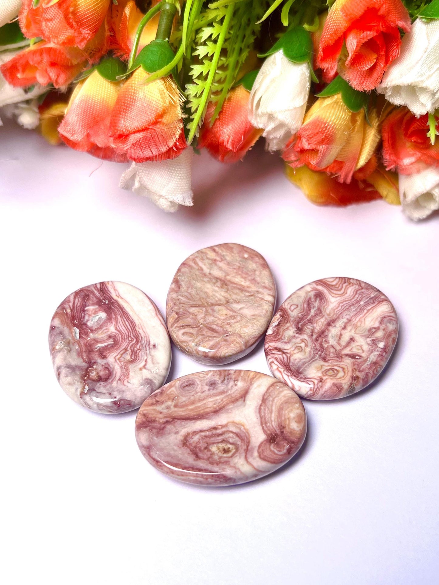 Rosetta Jasper Stone Worry Stone – Pocket Stone – Thumb Stone One (1) Piece