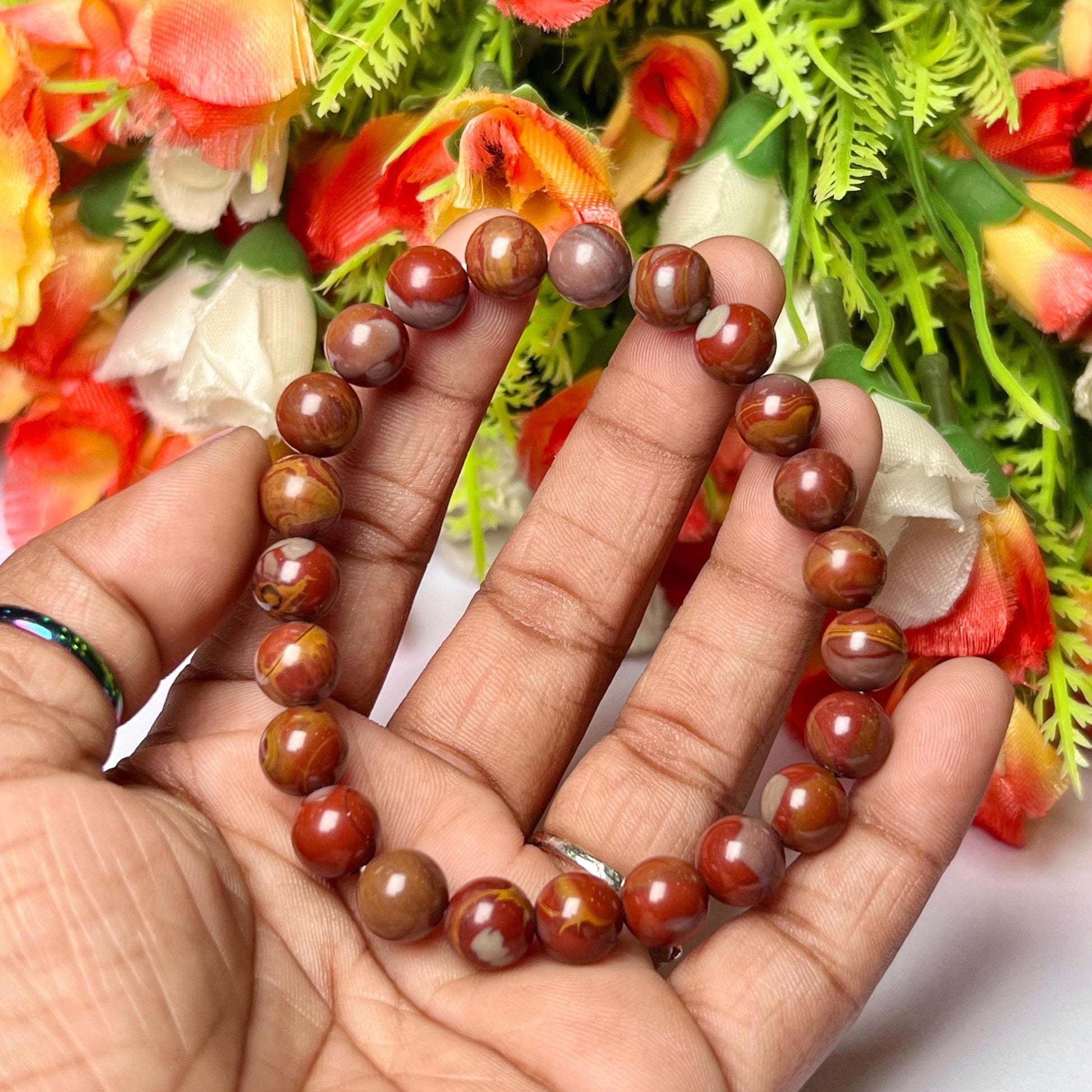 Noreena Jasper Stone Bracelet l Stretchable Bracelet l Unisex Bracelet l 8 MM Bracelet