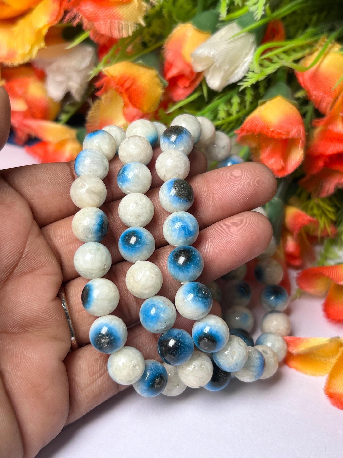 Blue Ice Nakaurite Ice Glacierite Stone Bracelet l Stretchable Bracelet l Unisex Bracelet l 8 MM Bracelet