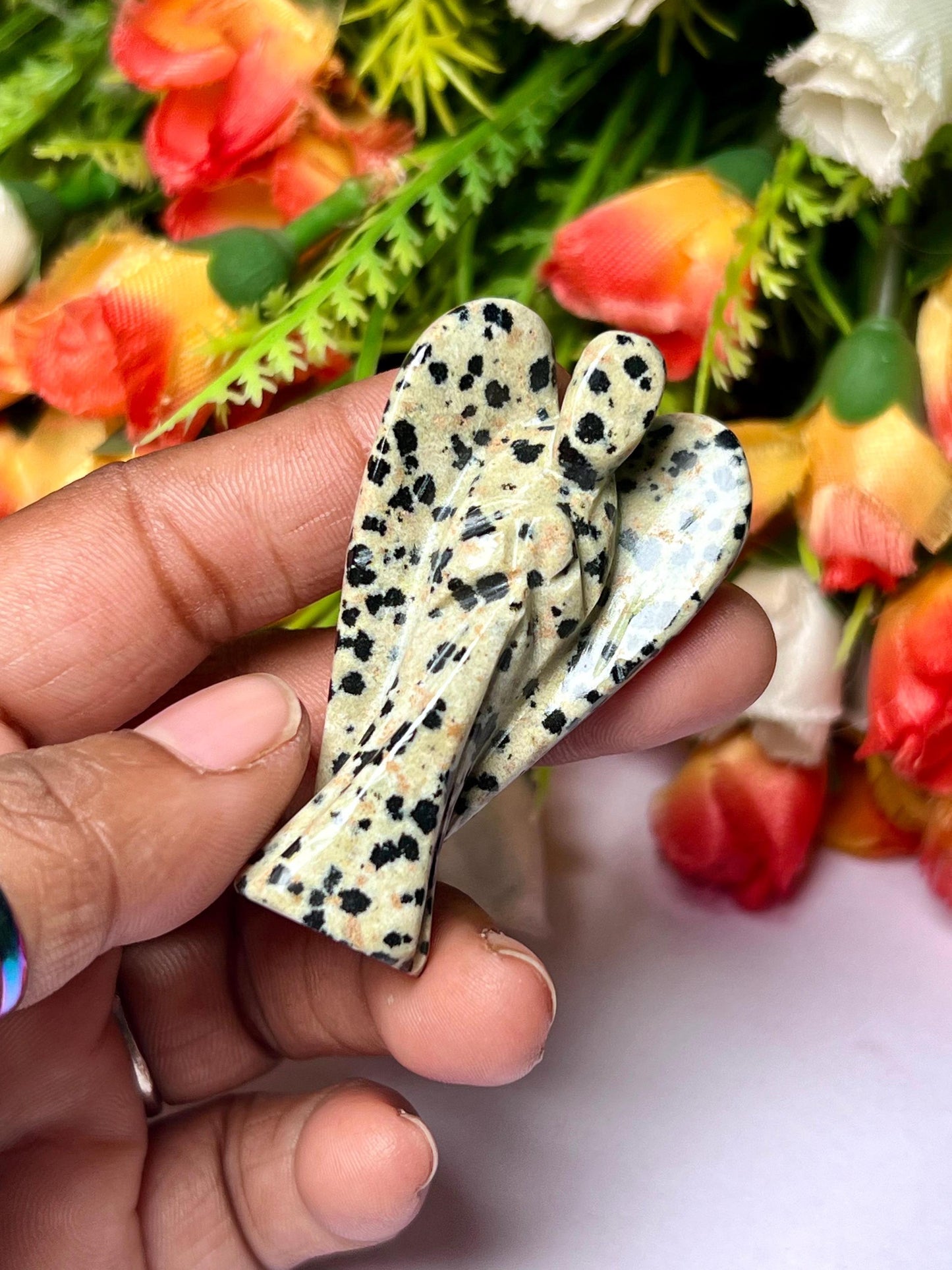 2" Angel Dalmatian Jasper Stone Guardian Angel blessed Angelic connection