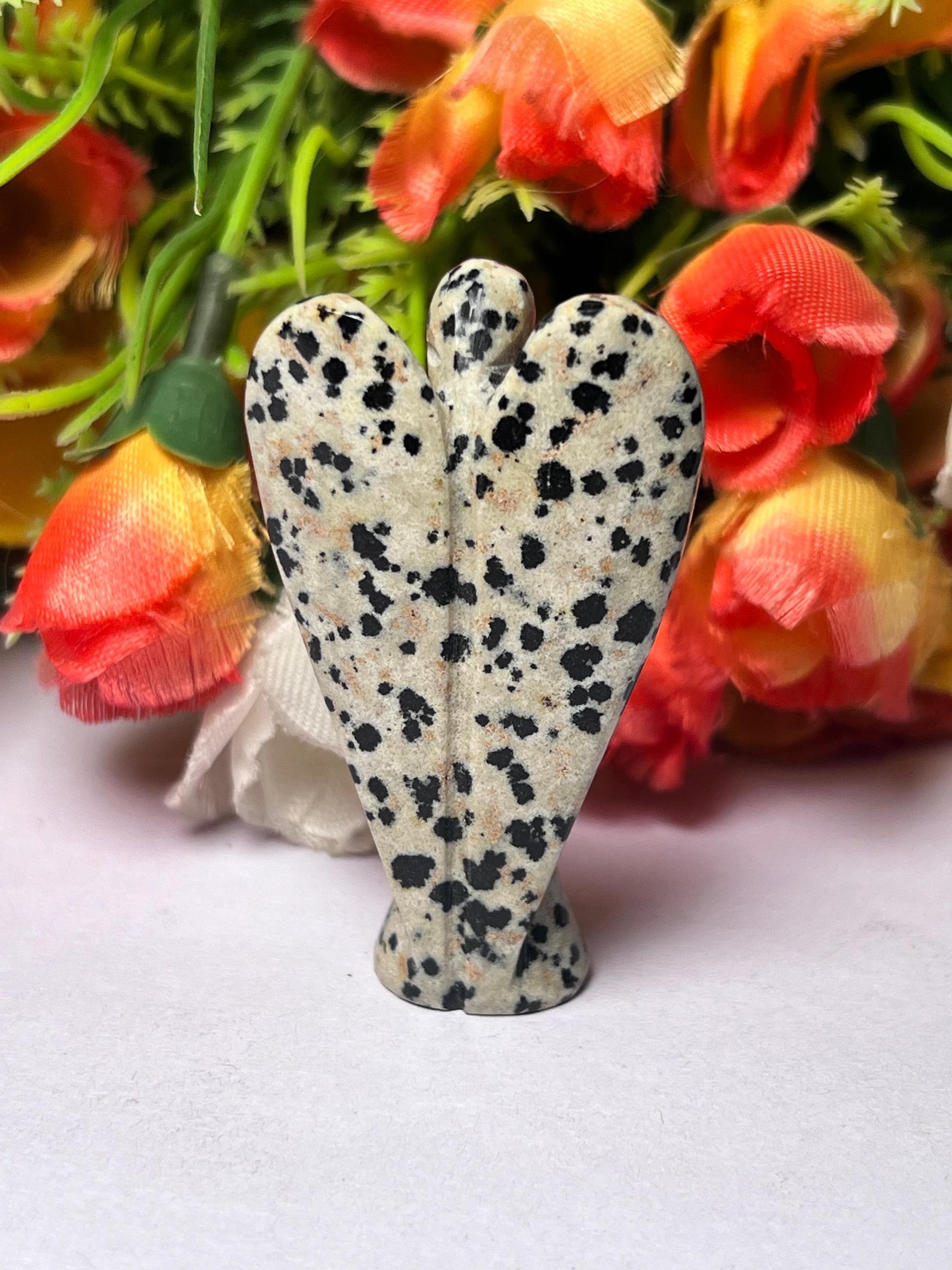 2" Angel Dalmatian Jasper Stone Guardian Angel blessed Angelic connection