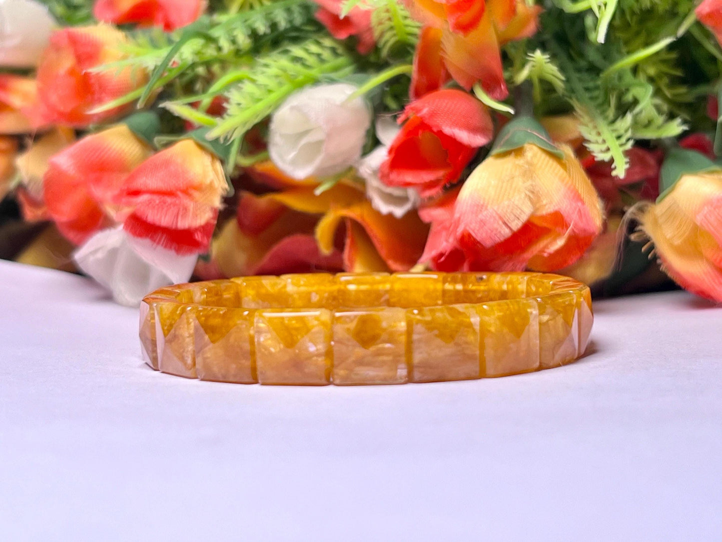 Golden Healer Stone Pyramid Shape 10 MM Bracelet