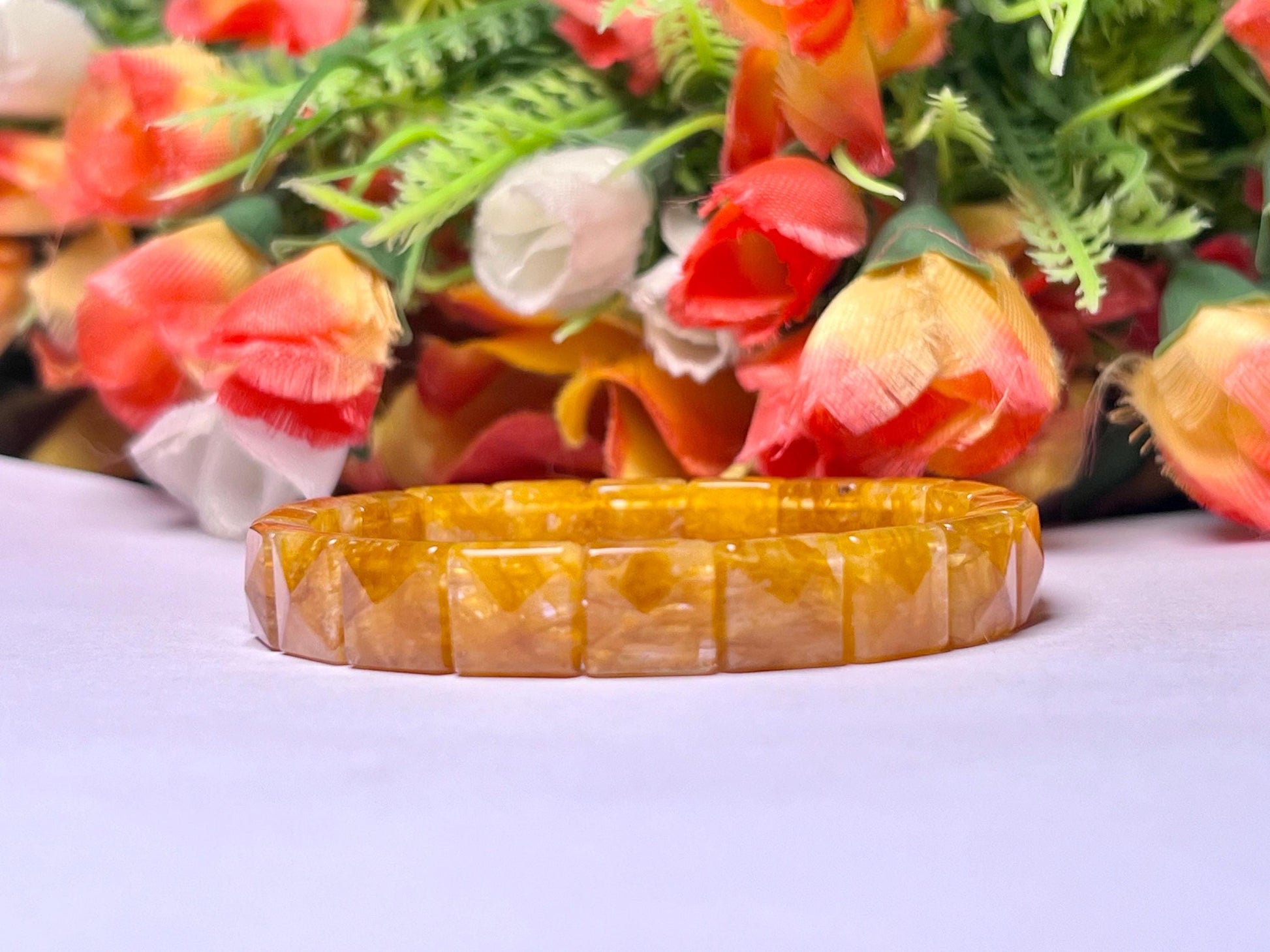 Golden Healer Stone Pyramid Shape 10 MM Bracelet