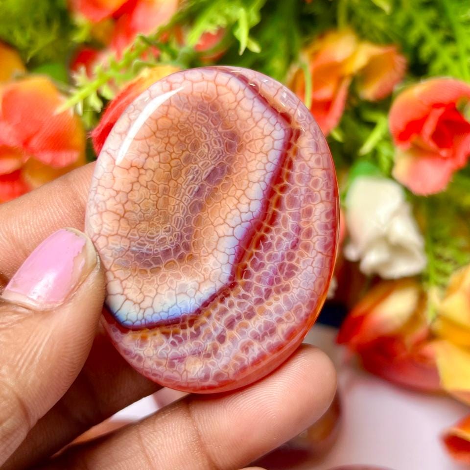 Fire Agate Stone Worry Stone – Crystal Worry Stone – Pocket Stone – Healing Crystal - 4cmx3cm Thumb Stone One (1) Piece