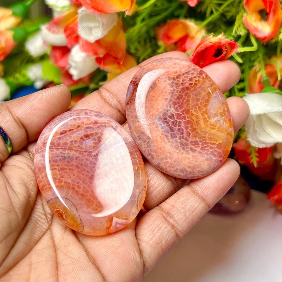 Fire Agate Stone Worry Stone – Crystal Worry Stone – Pocket Stone – Healing Crystal - 4cmx3cm Thumb Stone One (1) Piece