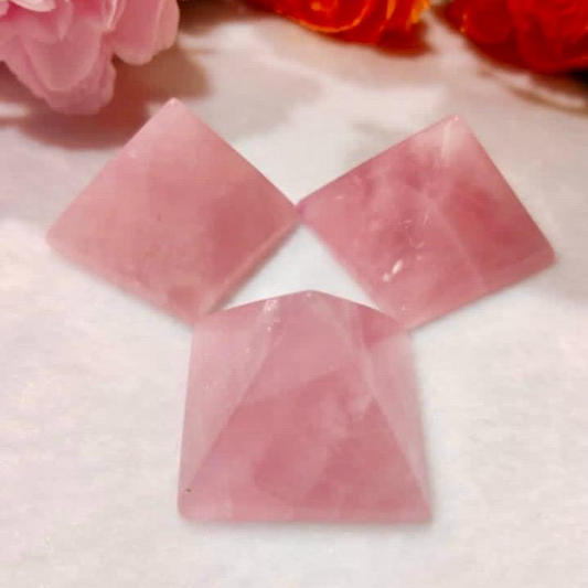 Rose Quartz Gemstone Pyramid – 35MM Crystal for Love, Healing & Energy Grids