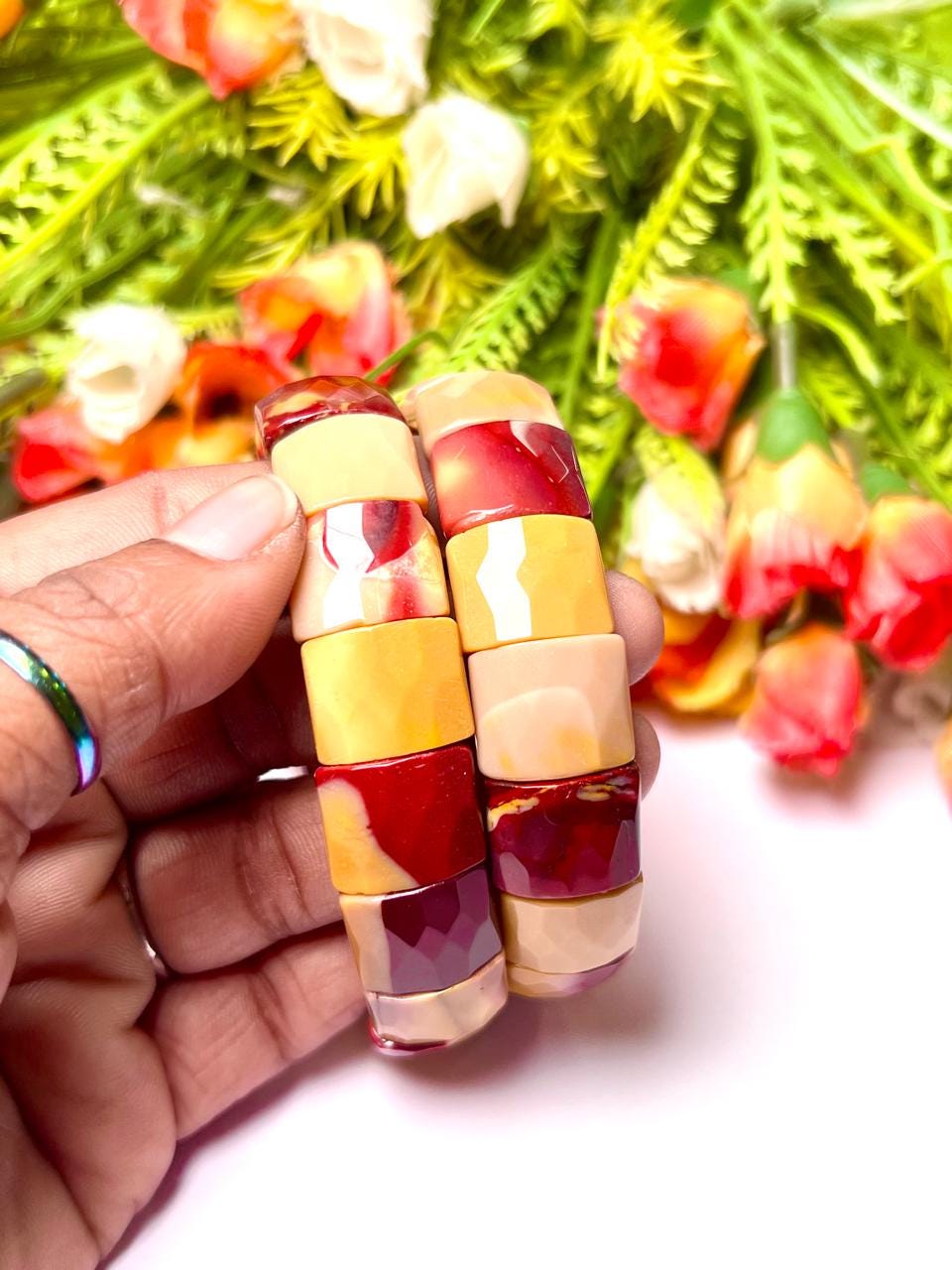 15 MM Mookite Jasper Stone Bracelet l Stretchable Bracelet