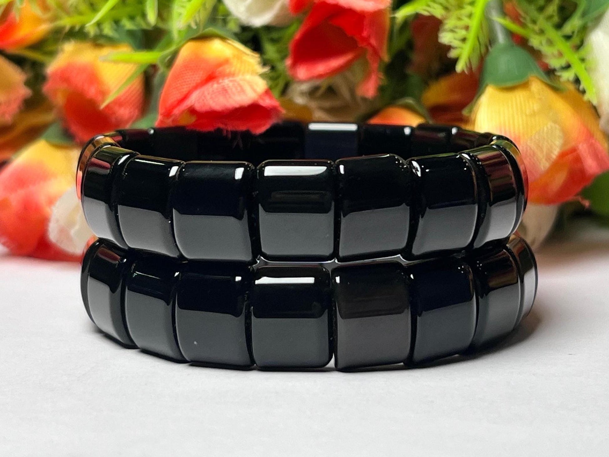 14 MM Rainbow Obsidian Stone Bracelet l Stretchable Bracelet