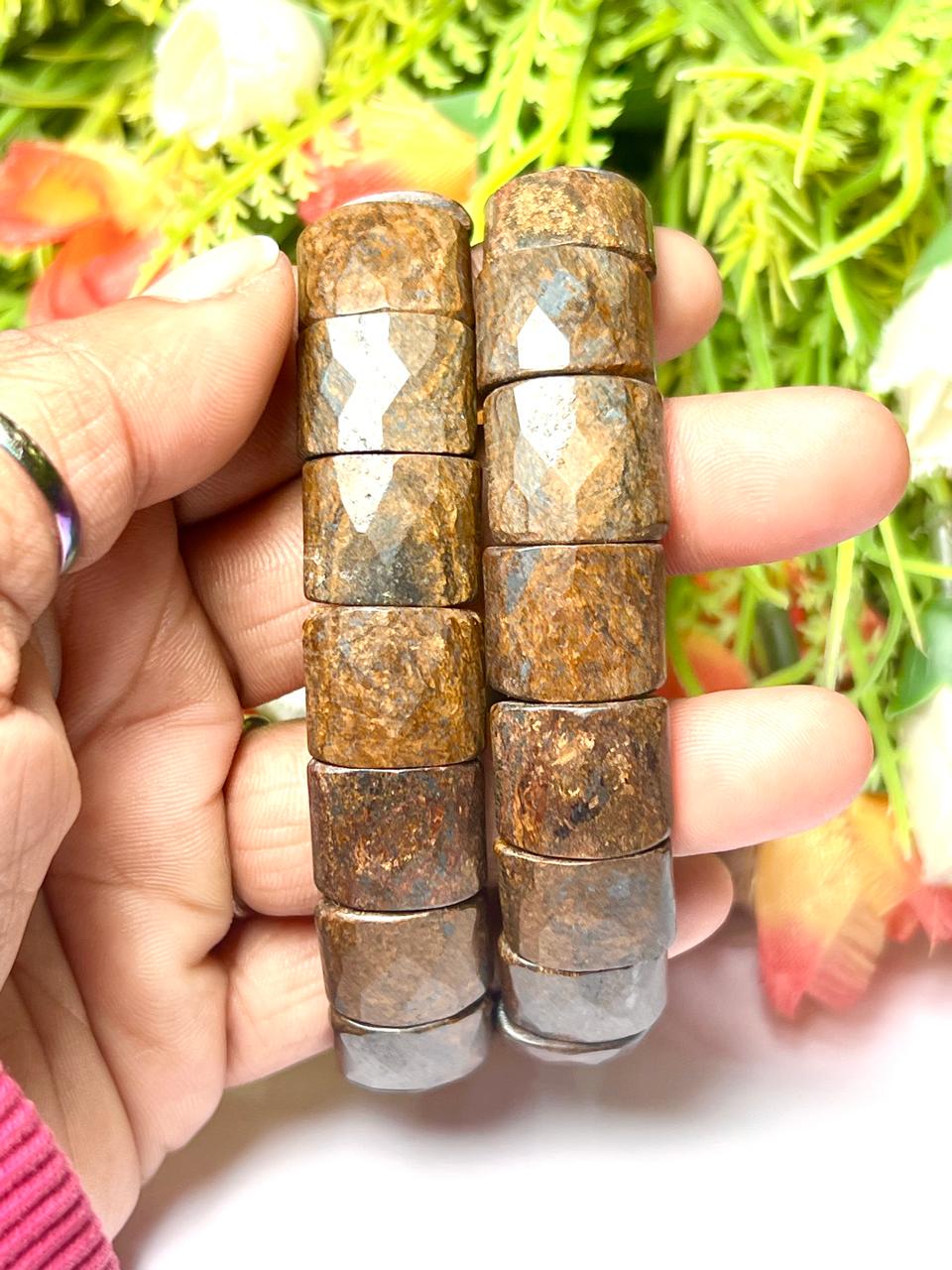 15 MM Bronzite Stone Bracelet l Stretchable Bracelet