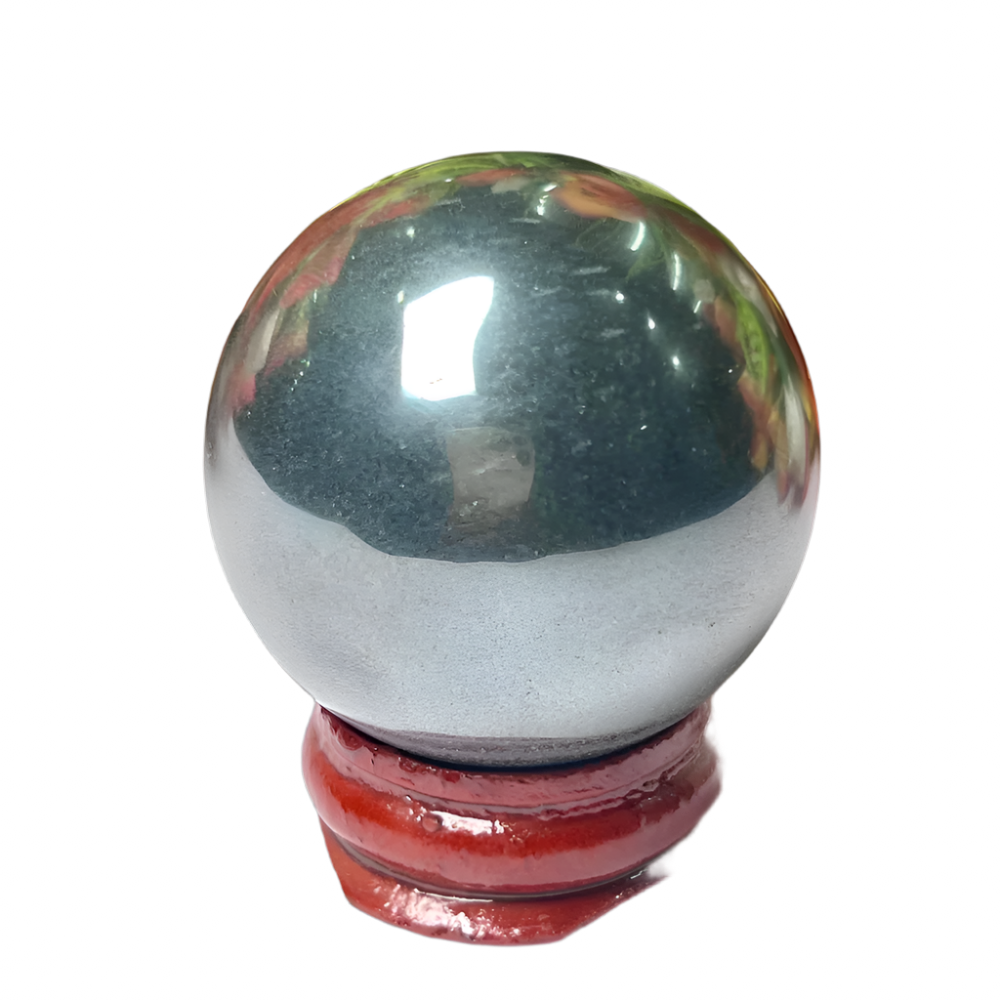 Silver Hematite Sphere – 40MM Crystal Ball for Grounding, Focus & Energy Grids
