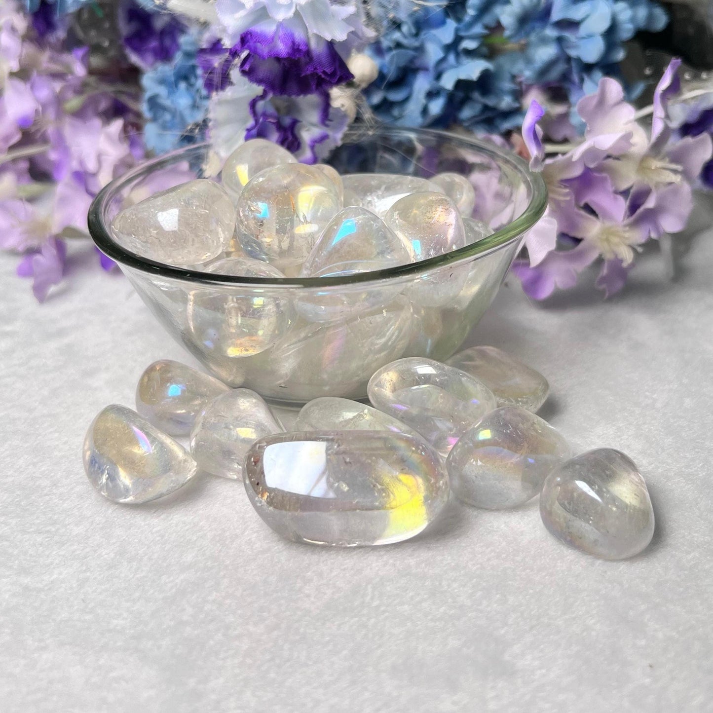 Angel Aura Quartz Tumbled Stone – Spiritual Healing Crystal – Available in Packs of 1, 3, 5, and 10 Pieces (AAAAA+ Quality)