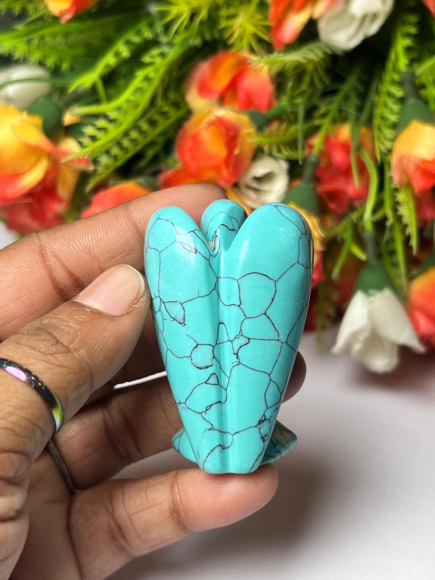 2" Angel Howlite Turquoise Stone Guardian Angel blessed Angelic connection