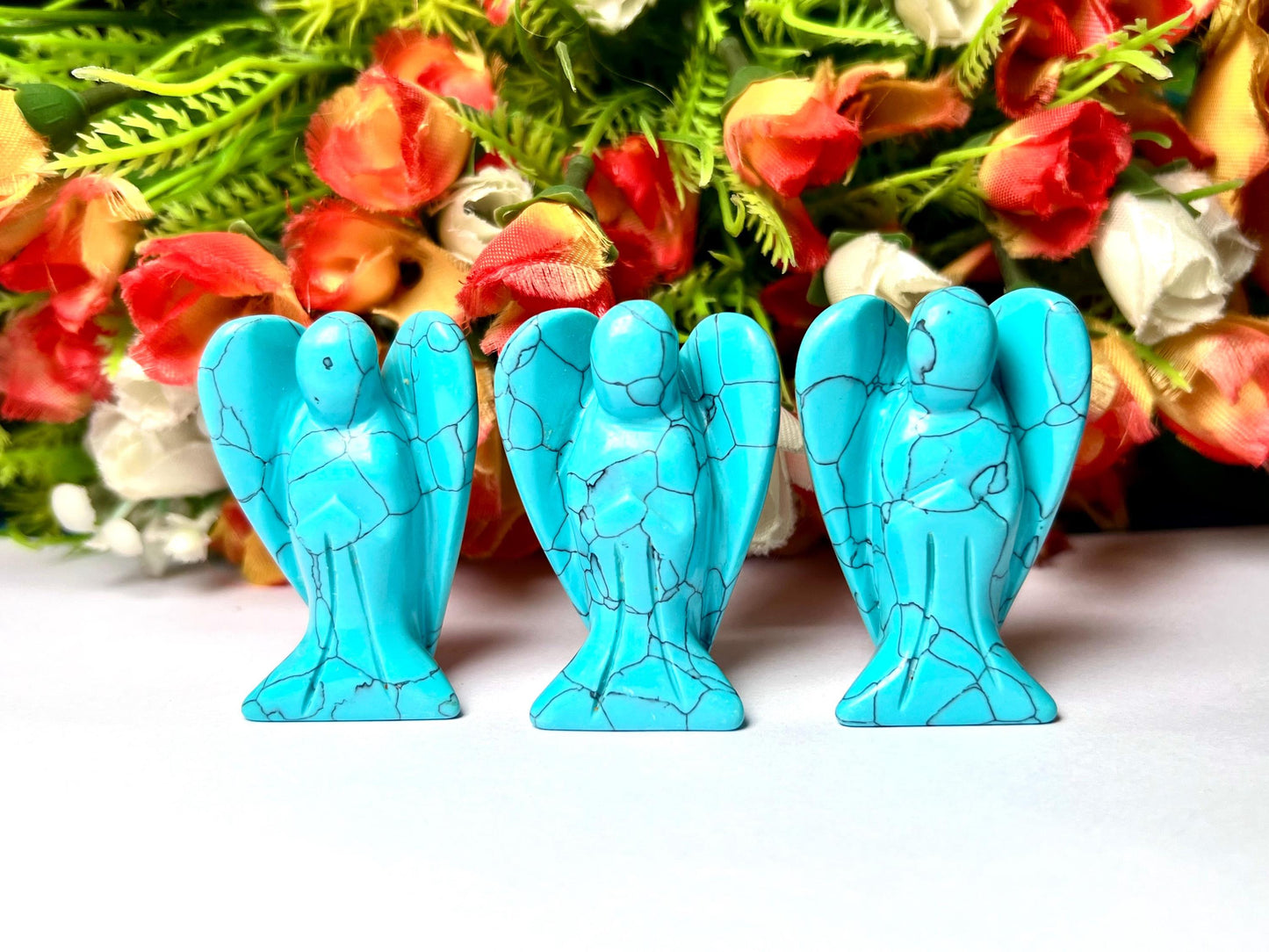 2" Angel Howlite Turquoise Stone Guardian Angel blessed Angelic connection