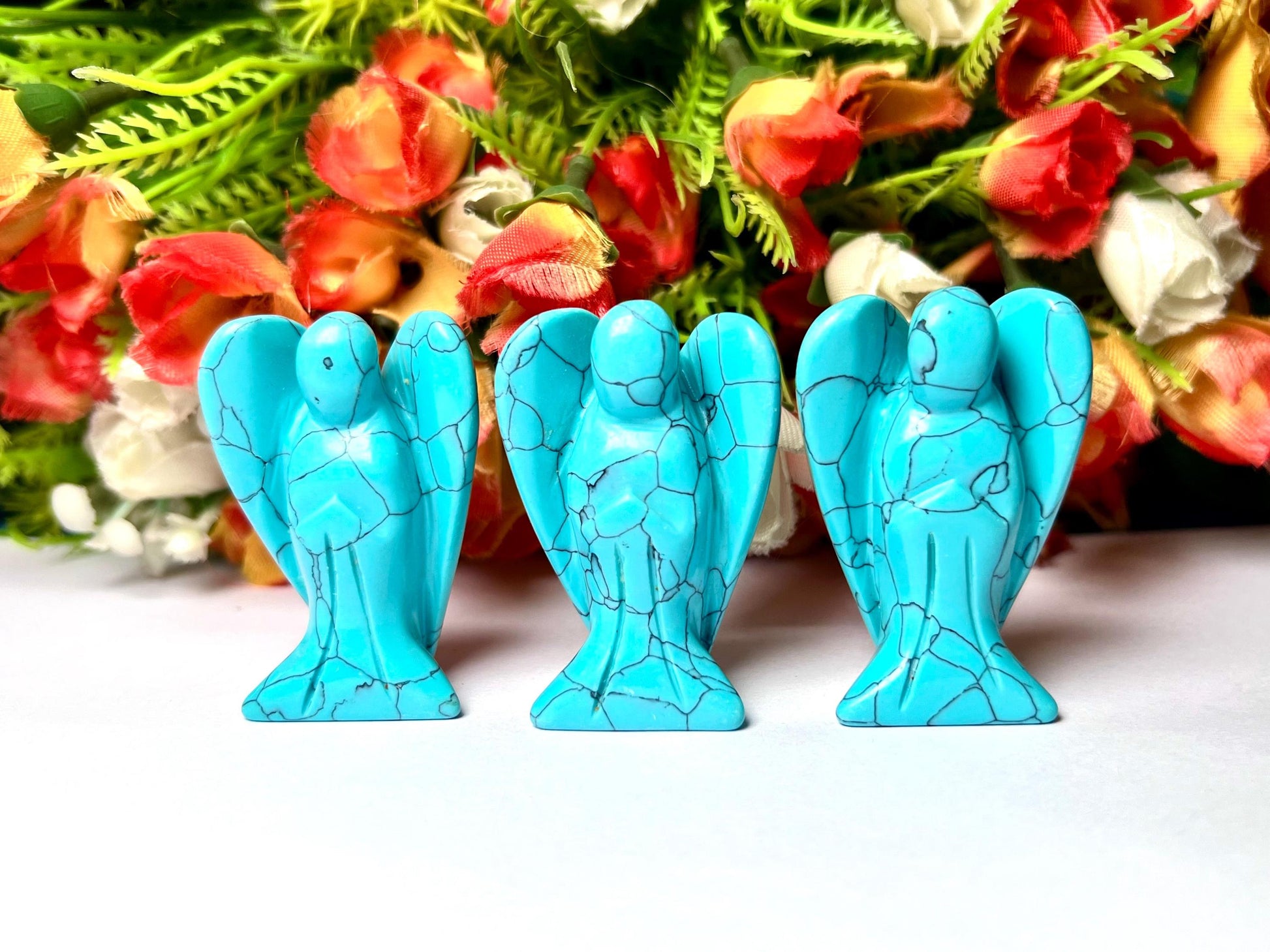 2" Angel Howlite Turquoise Stone Guardian Angel blessed Angelic connection