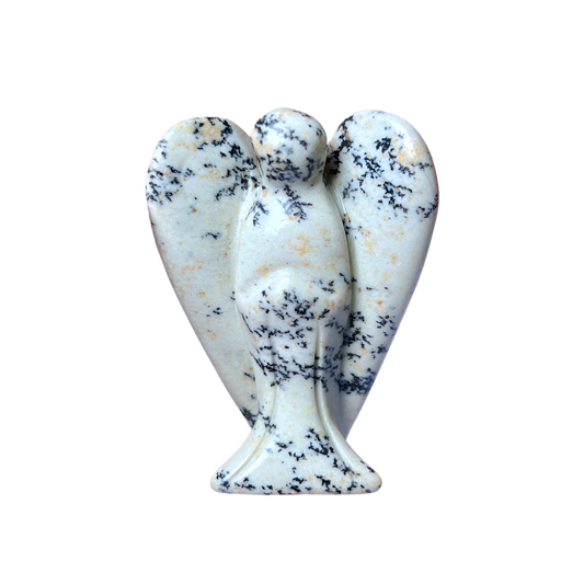 Dendritic Agate Angel – 2" Guardian Angel for Wisdom, Patience & Earth Connection