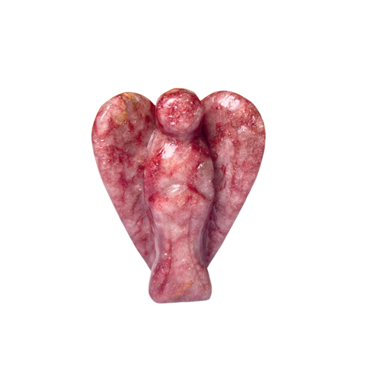 Strawberry Quartz Angel – 2" Guardian Angel for Love, Joy & Emotional Healing
