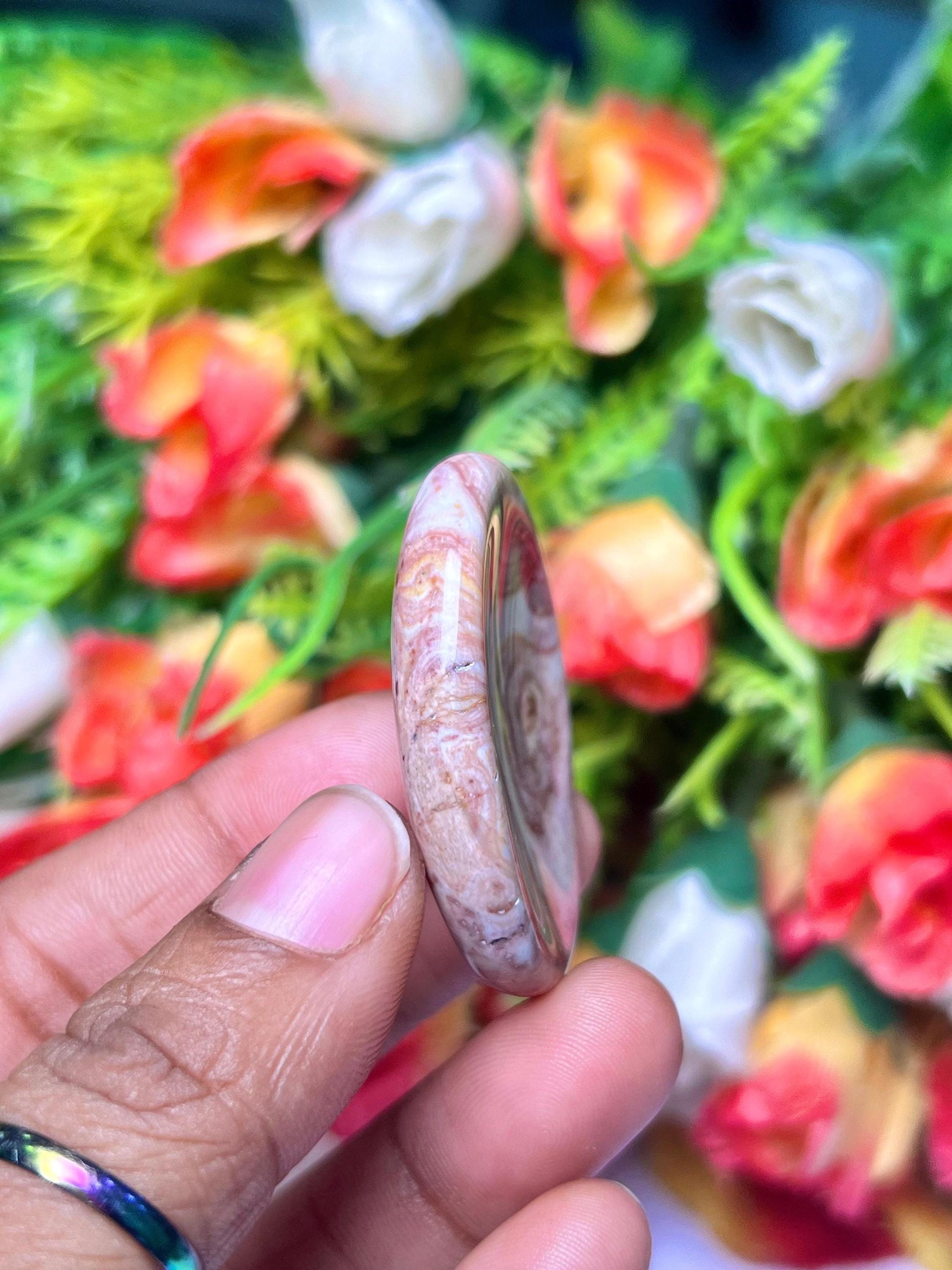 Rosetta Jasper Stone Worry Stone – Pocket Stone – Thumb Stone One (1) Piece
