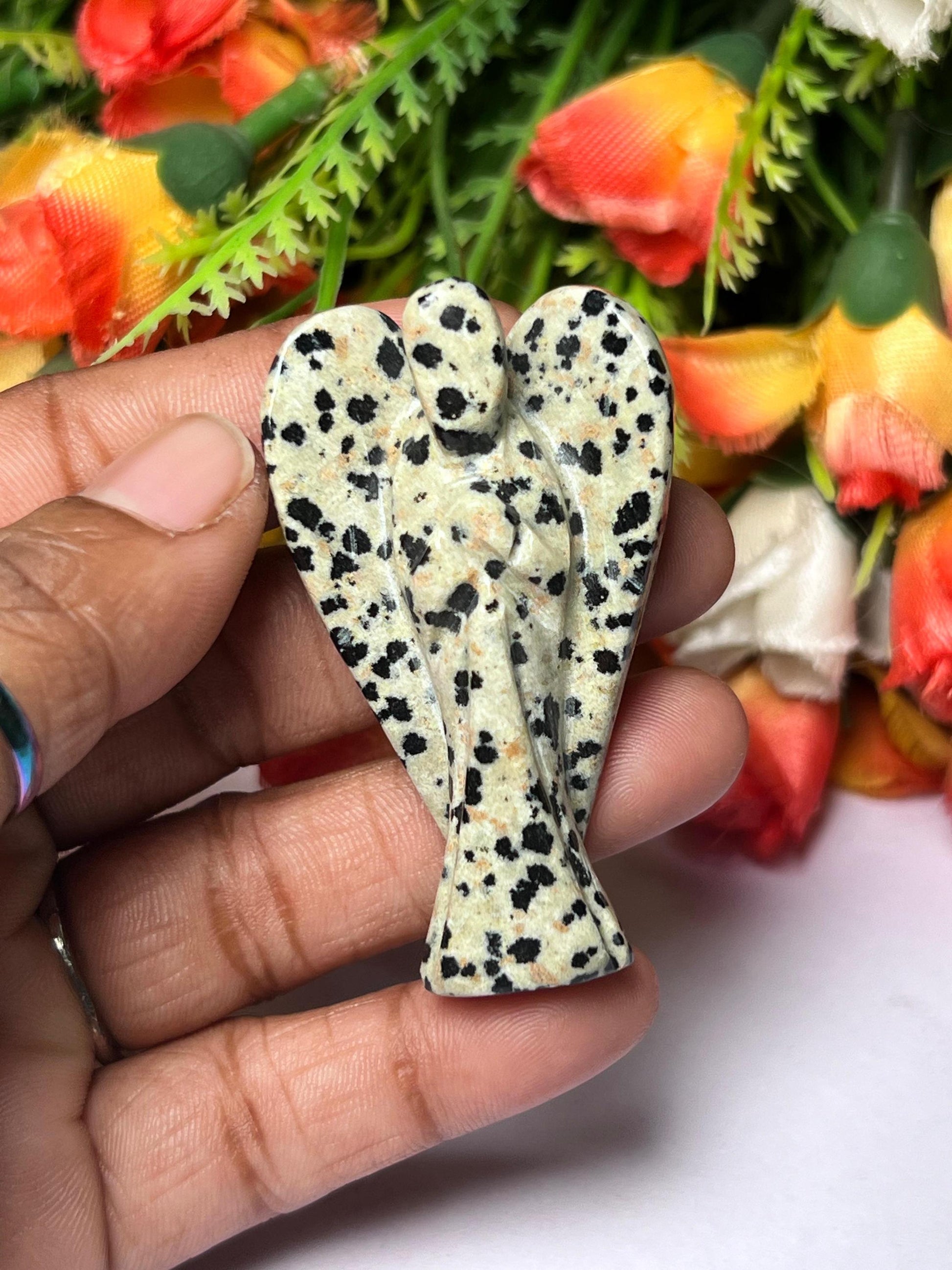 2" Angel Dalmatian Jasper Stone Guardian Angel blessed Angelic connection