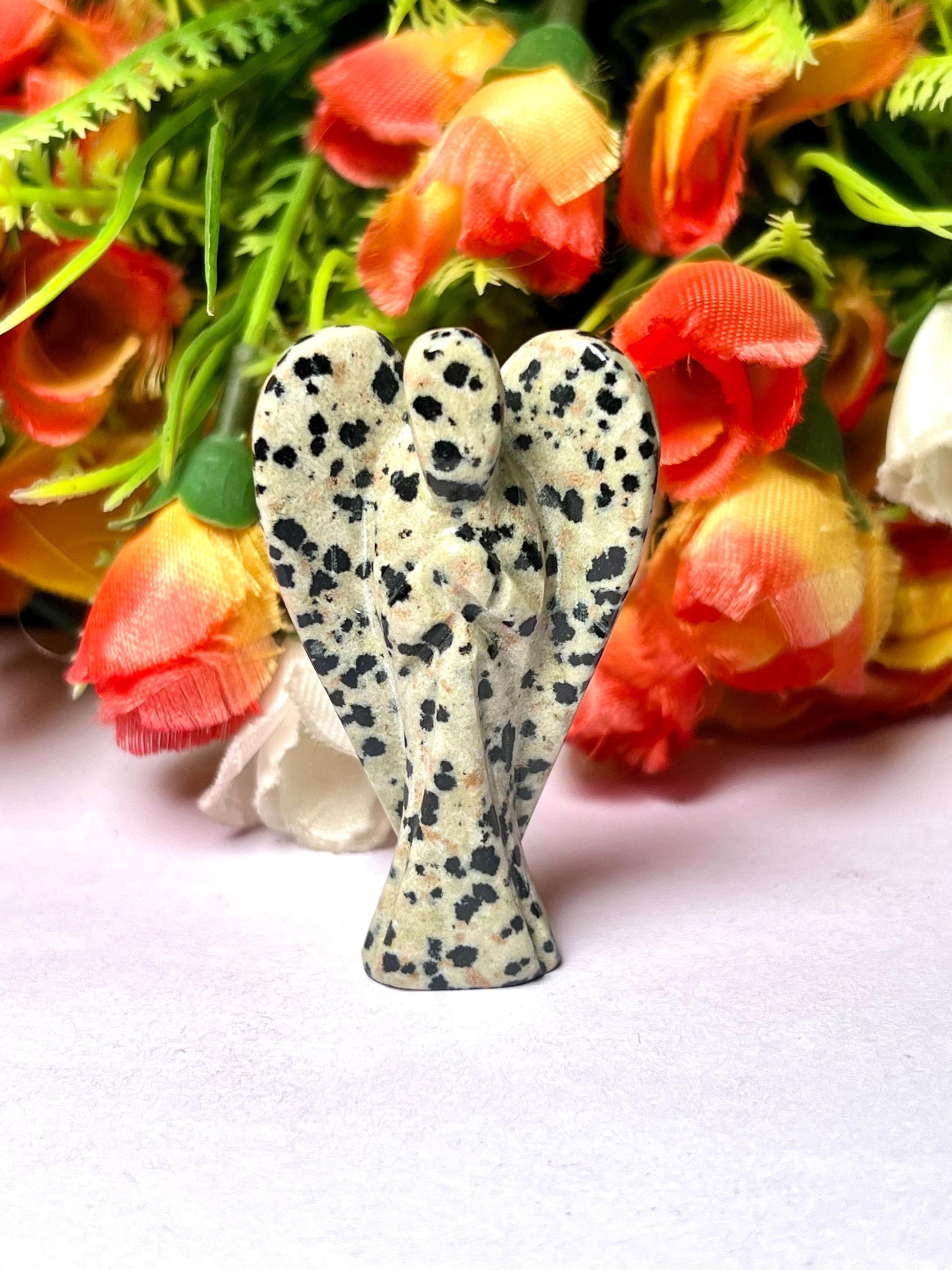 2" Angel Dalmatian Jasper Stone Guardian Angel blessed Angelic connection