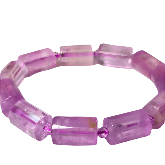 High-Vibration Vera Cruz Amethyst Pipe Bead Bracelet | Healing Crystals | Stress Relief